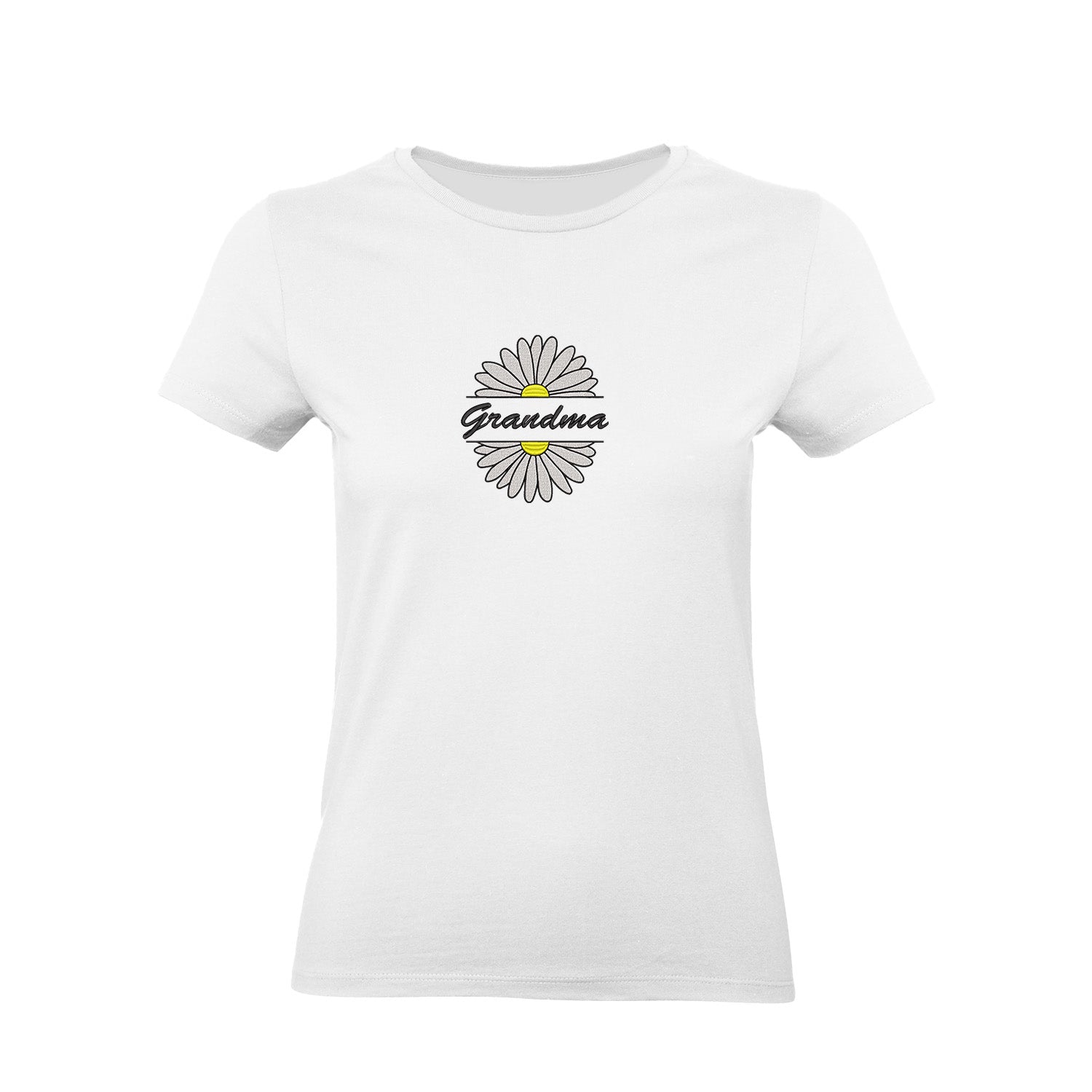 Koszulka Grandma Flower 2 – stokrotkowy haft dla ukochanej Babci Haft z radości - nadruki i haft na odzieży Warszawa