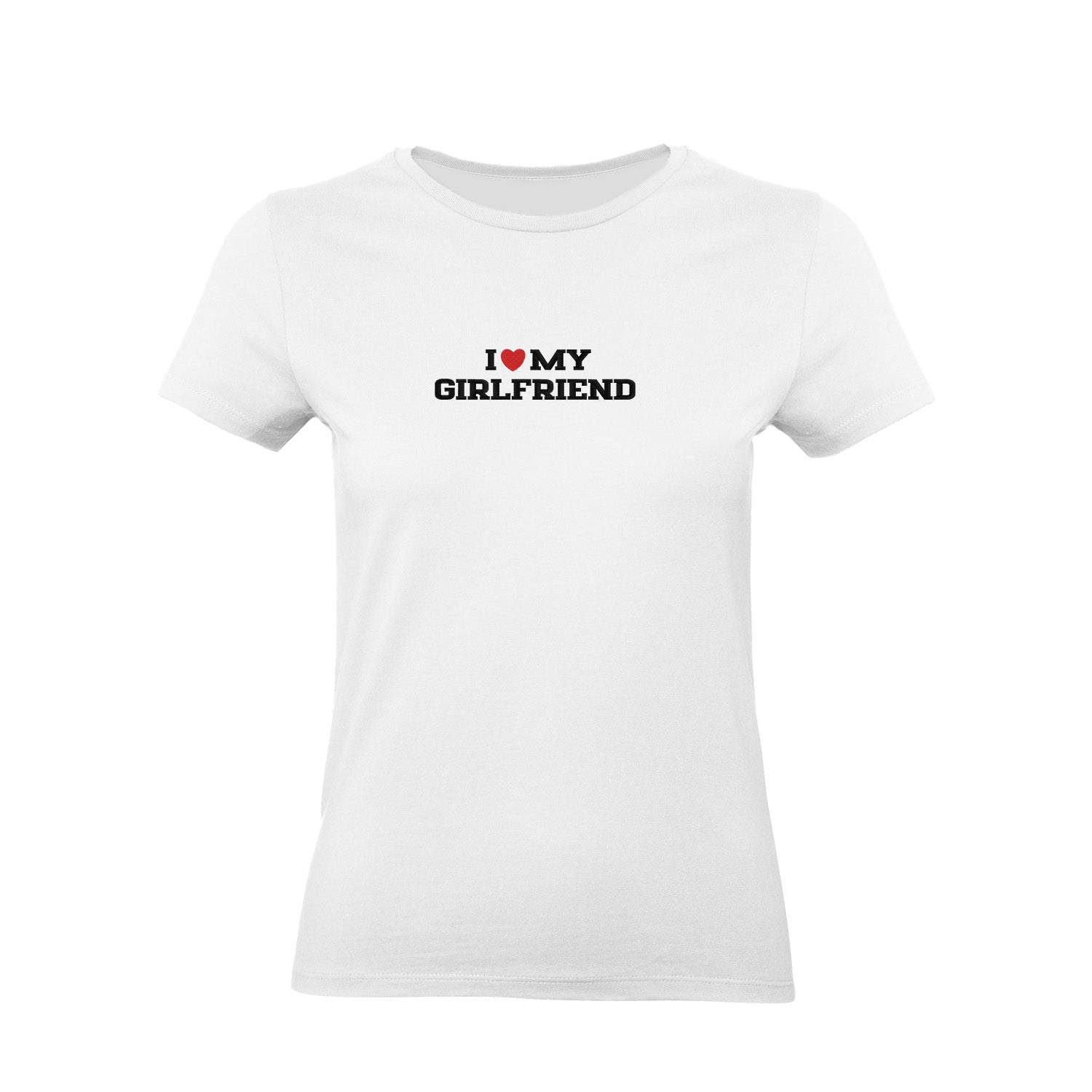 Koszulka I LOVE MY GIRLFRIEND z haftem – unisex, damska lub oversize Haft z radości - nadruki i haft na odzieży Warszawa