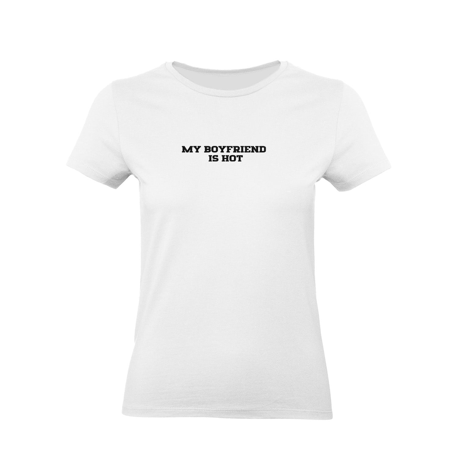 Koszulka z haftem "MY BOYFRIEND IS HOT" – unisex, damski, oversize Haft z radości - nadruki i haft na odzieży Warszawa