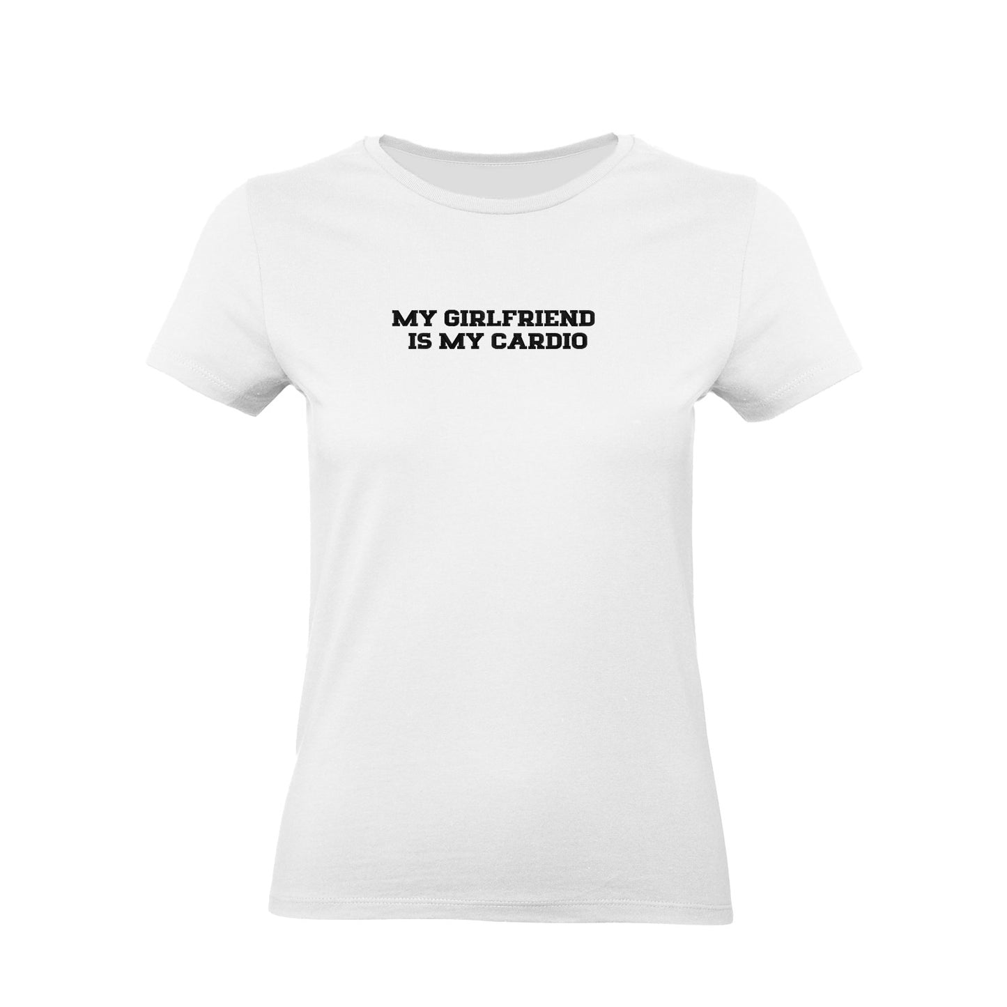 Koszulka z haftem "MY GIRLFRIEND IS MY CARDIO" – romantyczna, zabawna i trwała Haft z radości - nadruki i haft na odzieży Warszawa