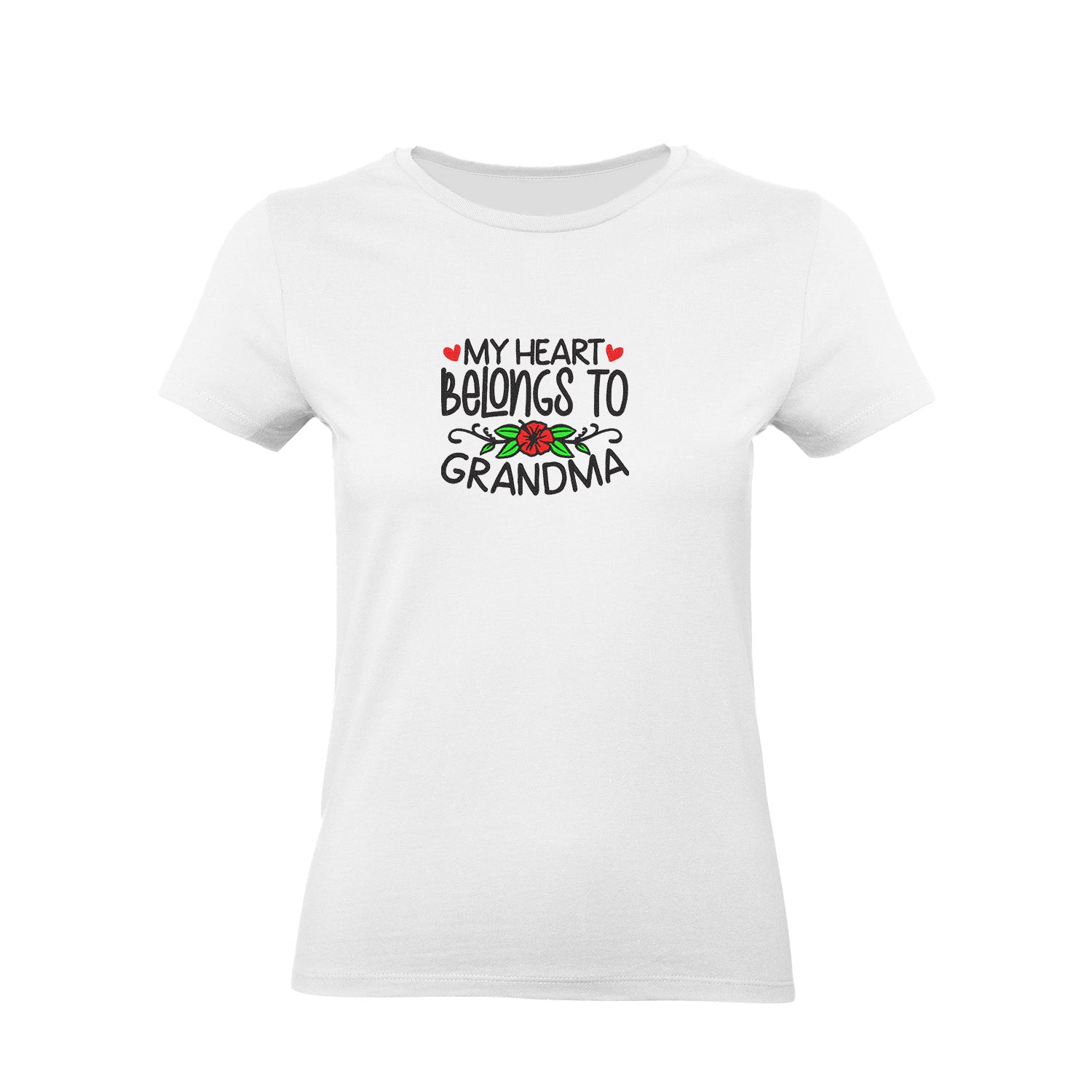 Koszulka My Heart Belongs to Grandma – haftowany prezent dla Babci Haft z radości - nadruki i haft na odzieży Warszawa