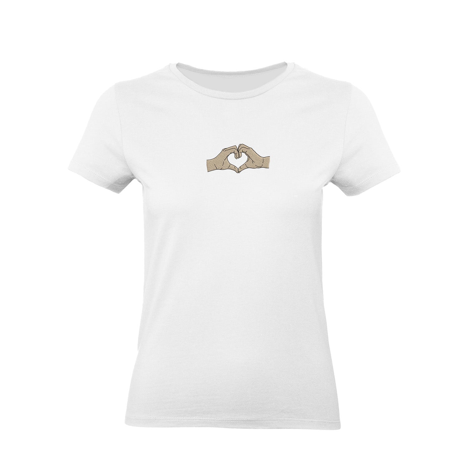 Koszulka z Haftem „Serce z dłoni” – symbol bliskości Haft z radości - nadruki i haft na odzieży Warszawa