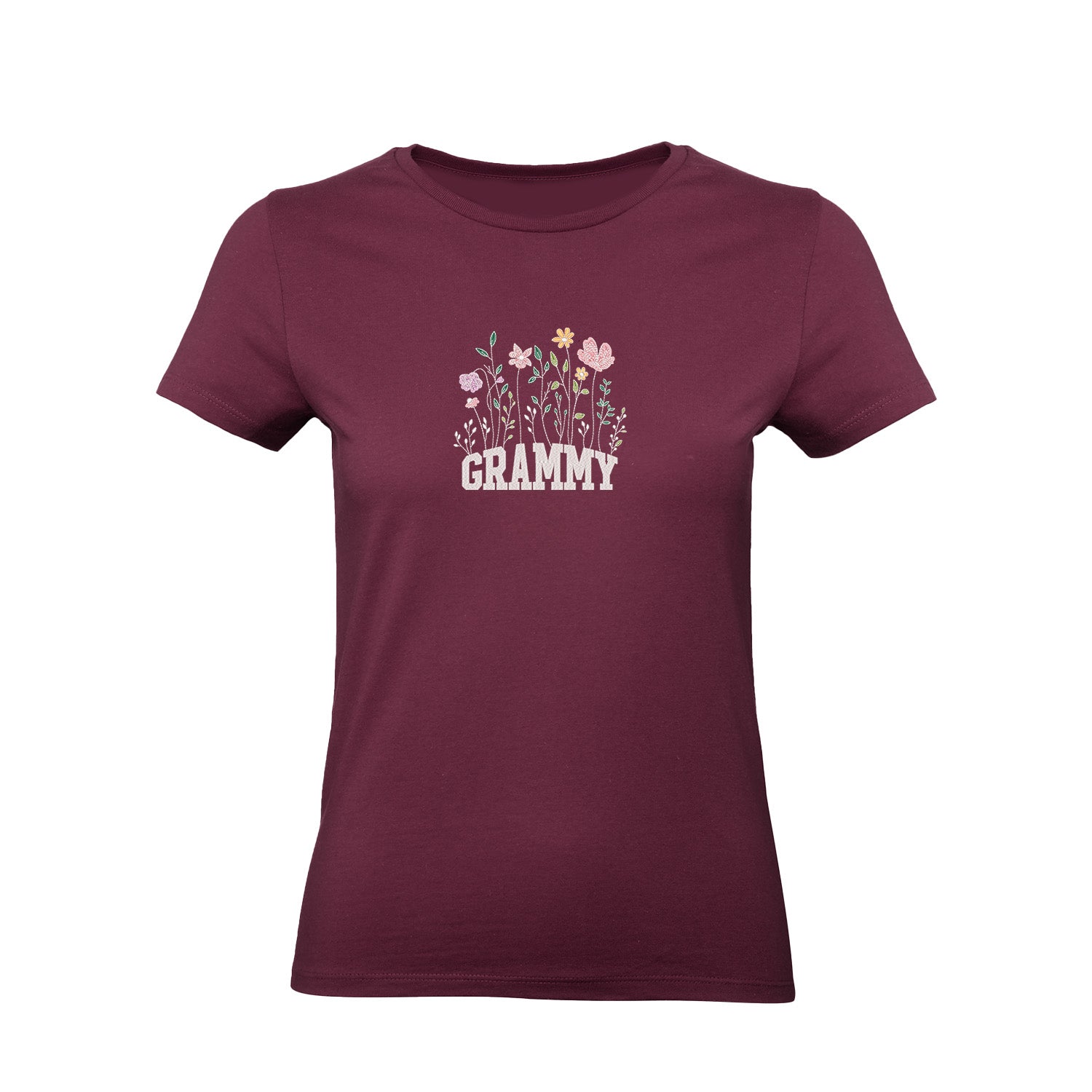 Koszulka z haftem Floral Grammy – kwiatowy prezent dla Babci Haft z radości - nadruki i haft na odzieży Warszawa