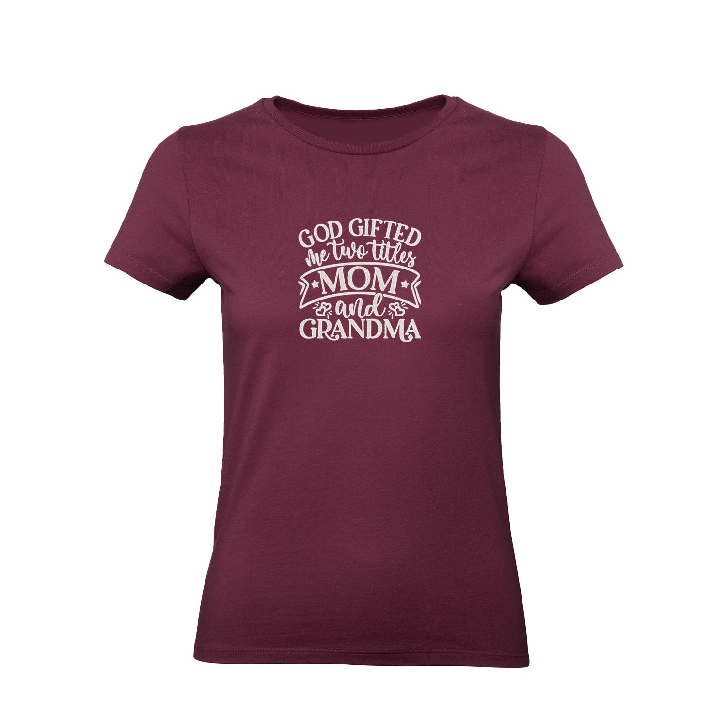 Koszulka God Gifted Me Two Titles – haftowany prezent dla mamy i babci Haft z radości - nadruki i haft na odzieży Warszawa