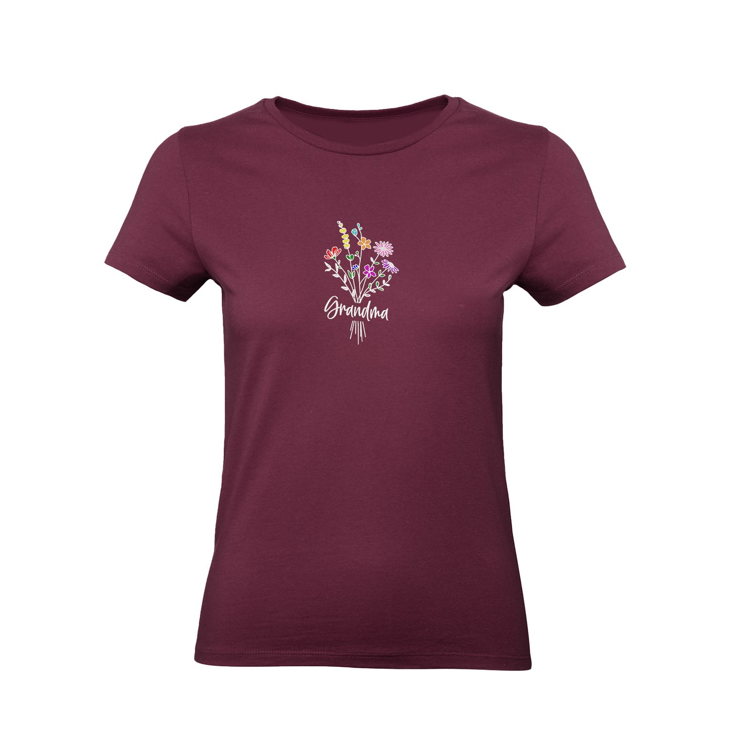 Koszulka Grandma Floral – kwiatowy haft, idealny prezent dla Babci Haft z radości - nadruki i haft na odzieży Warszawa