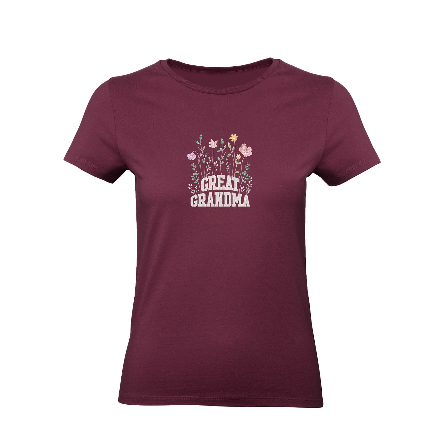 Koszulka Great Grandma – kwiatowy haft, idealny prezent dla prababci Haft z radości - nadruki i haft na odzieży Warszawa