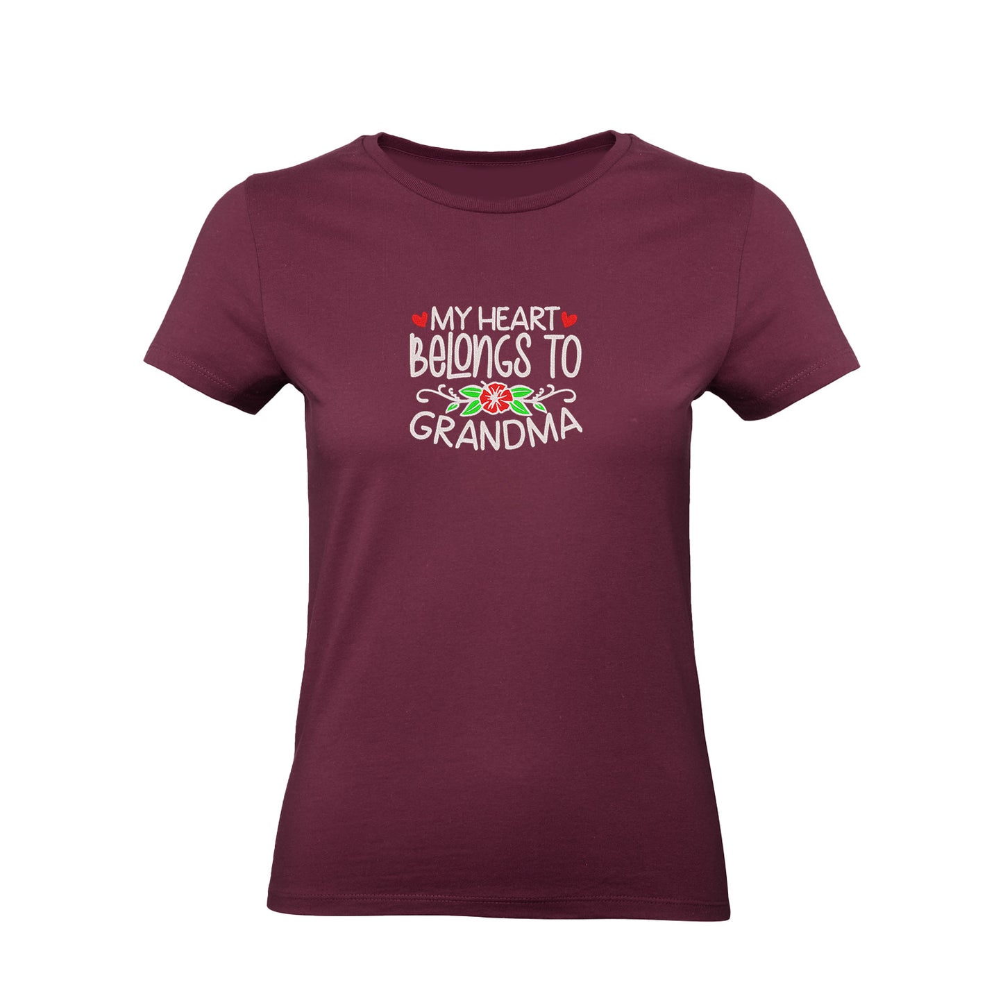 Koszulka My Heart Belongs to Grandma – haftowany prezent dla Babci Haft z radości - nadruki i haft na odzieży Warszawa