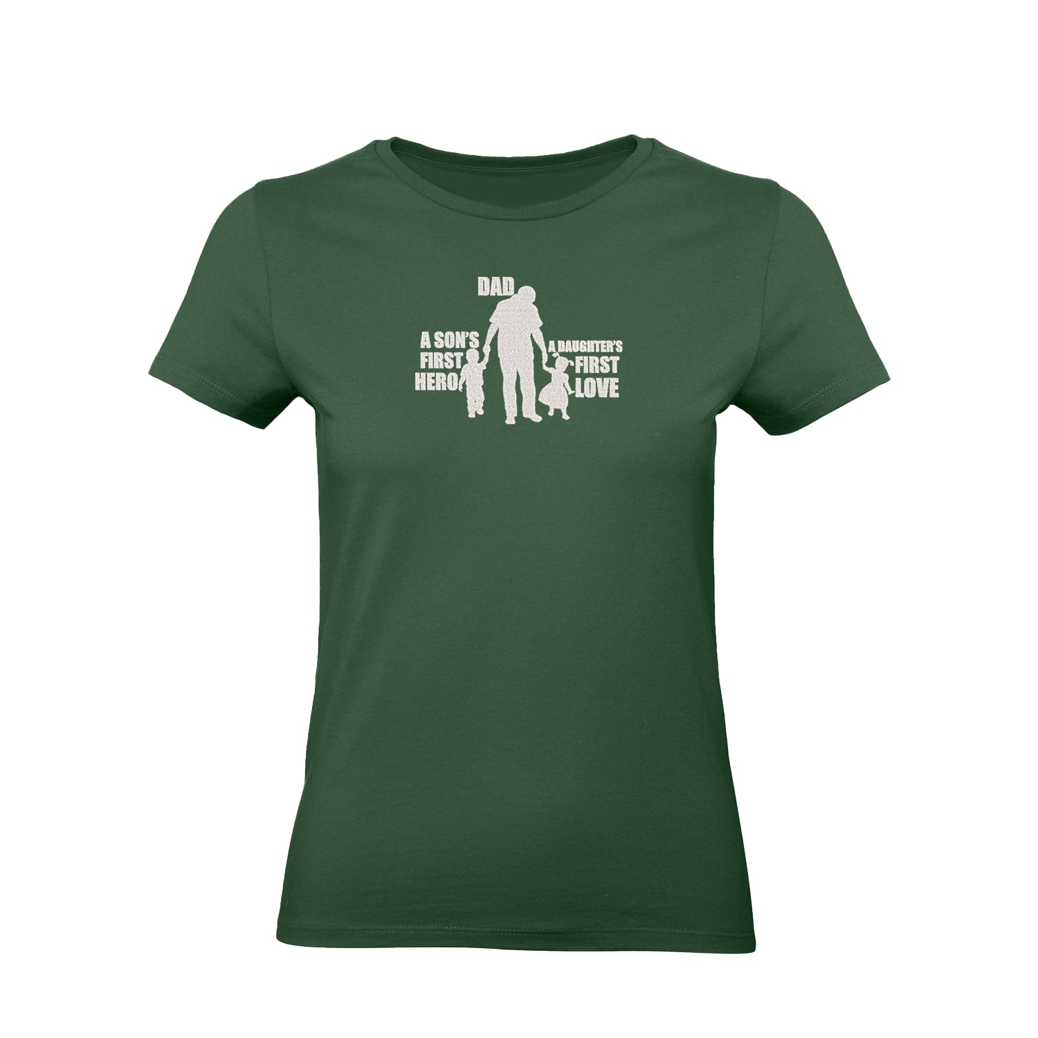Koszulka „Dad – A Son's First Hero, A Daughter's First Love”  z haftem – prezent dla taty, unisex, damska, oversize Haft z radości - nadruki i haft na odzieży Warszawa