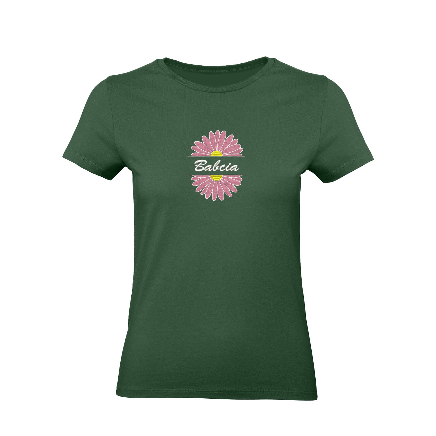 Babcia – koszulka z haftem stokrotki dla Babci Haft z radości - nadruki i haft na odzieży Warszawa