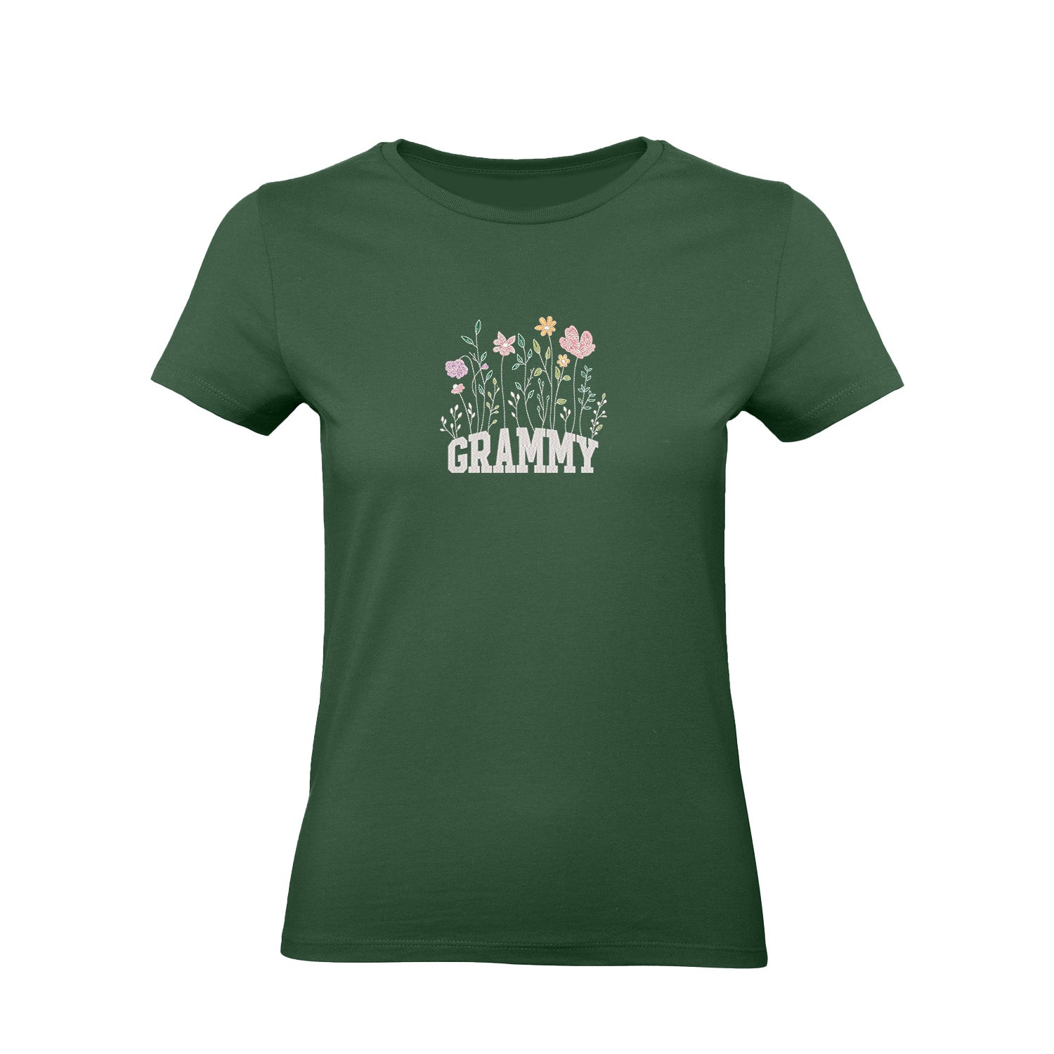 Koszulka z haftem Floral Grammy – kwiatowy prezent dla Babci Haft z radości - nadruki i haft na odzieży Warszawa