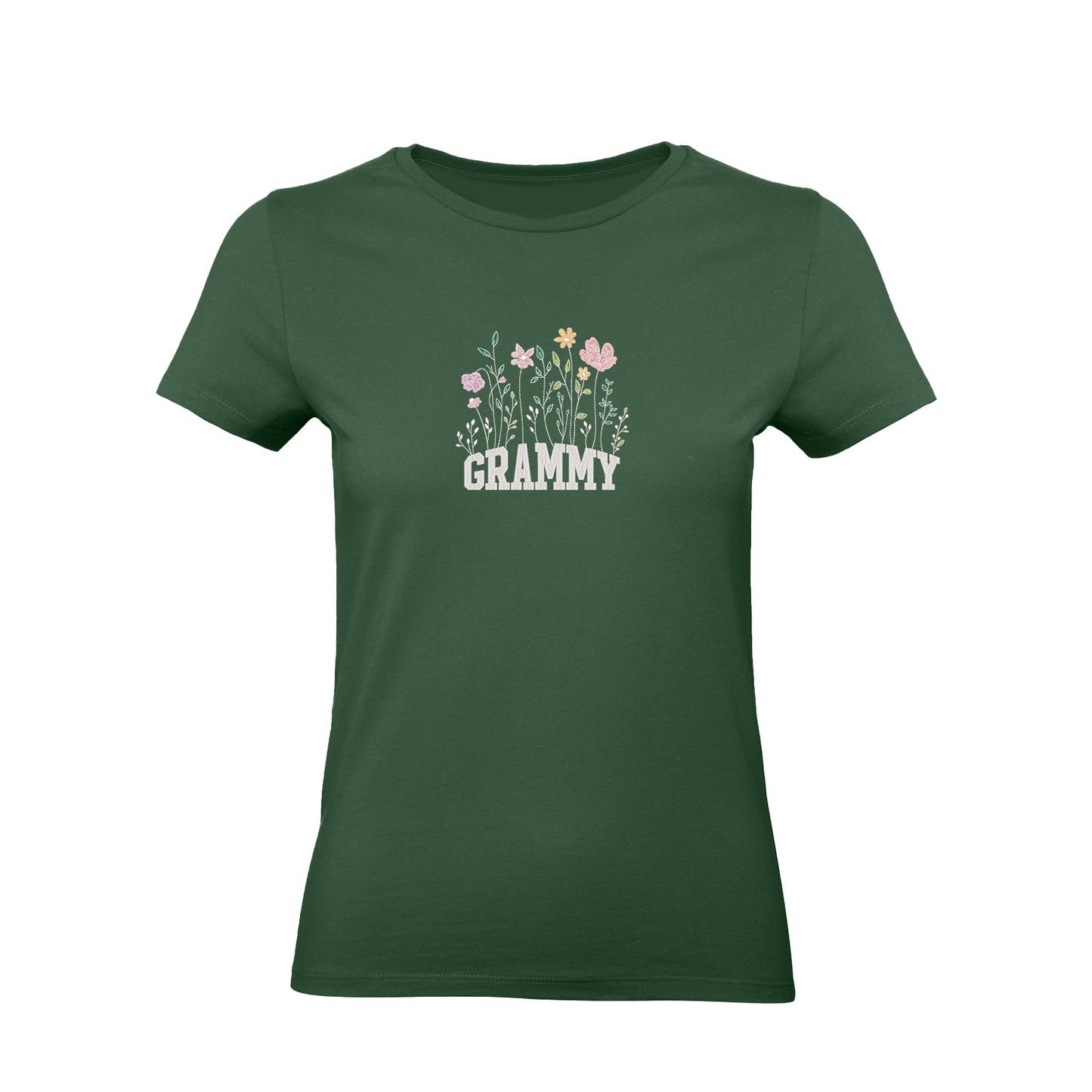 Koszulka z haftem Floral Grammy – kwiatowy prezent dla Babci Haft z radości - nadruki i haft na odzieży Warszawa