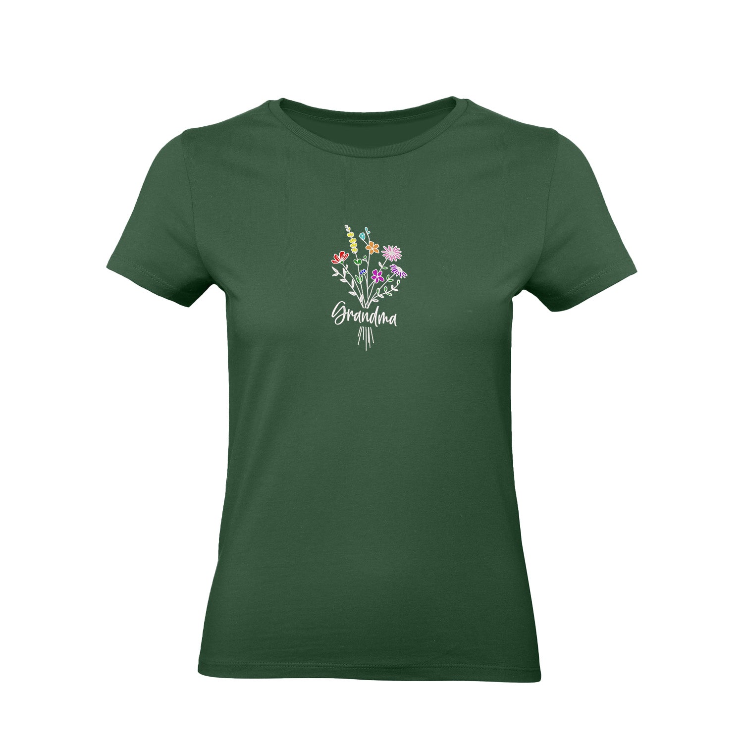 Koszulka Grandma Floral – kwiatowy haft, idealny prezent dla Babci Haft z radości - nadruki i haft na odzieży Warszawa