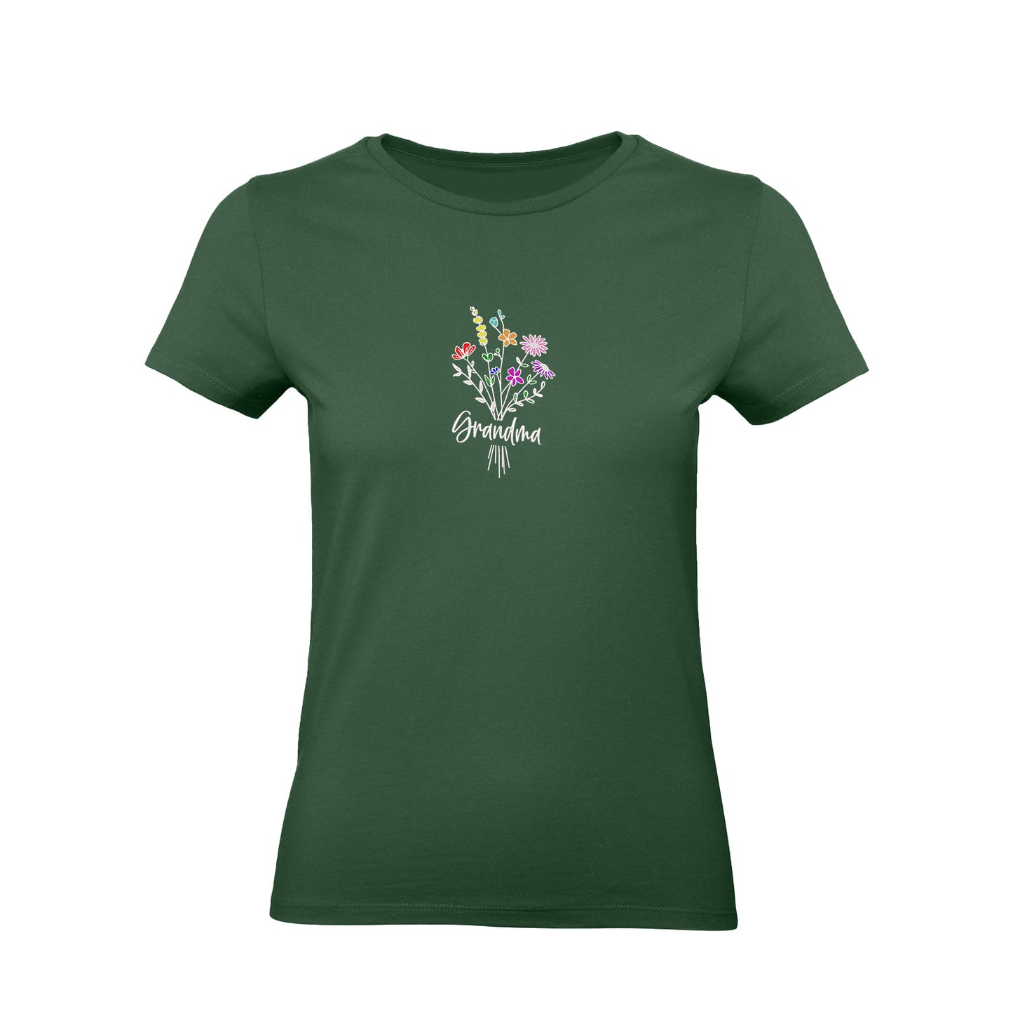 Koszulka Grandma Floral – kwiatowy haft, idealny prezent dla Babci Haft z radości - nadruki i haft na odzieży Warszawa