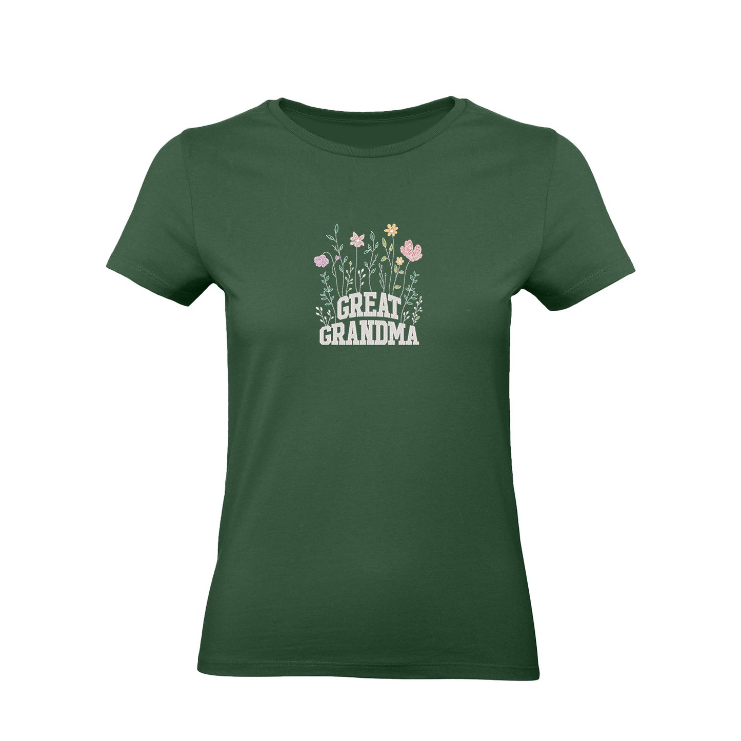 Koszulka Great Grandma – kwiatowy haft, idealny prezent dla prababci Haft z radości - nadruki i haft na odzieży Warszawa
