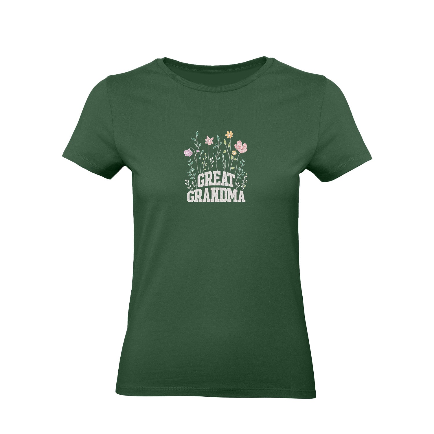 Koszulka Great Grandma – kwiatowy haft, idealny prezent dla prababci Haft z radości - nadruki i haft na odzieży Warszawa