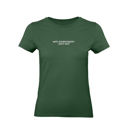 Koszulka z haftem "MÓJ KONKUBENT JEST HOT" – unisex, damska, oversize Haft z radości - nadruki i haft na odzieży Warszawa