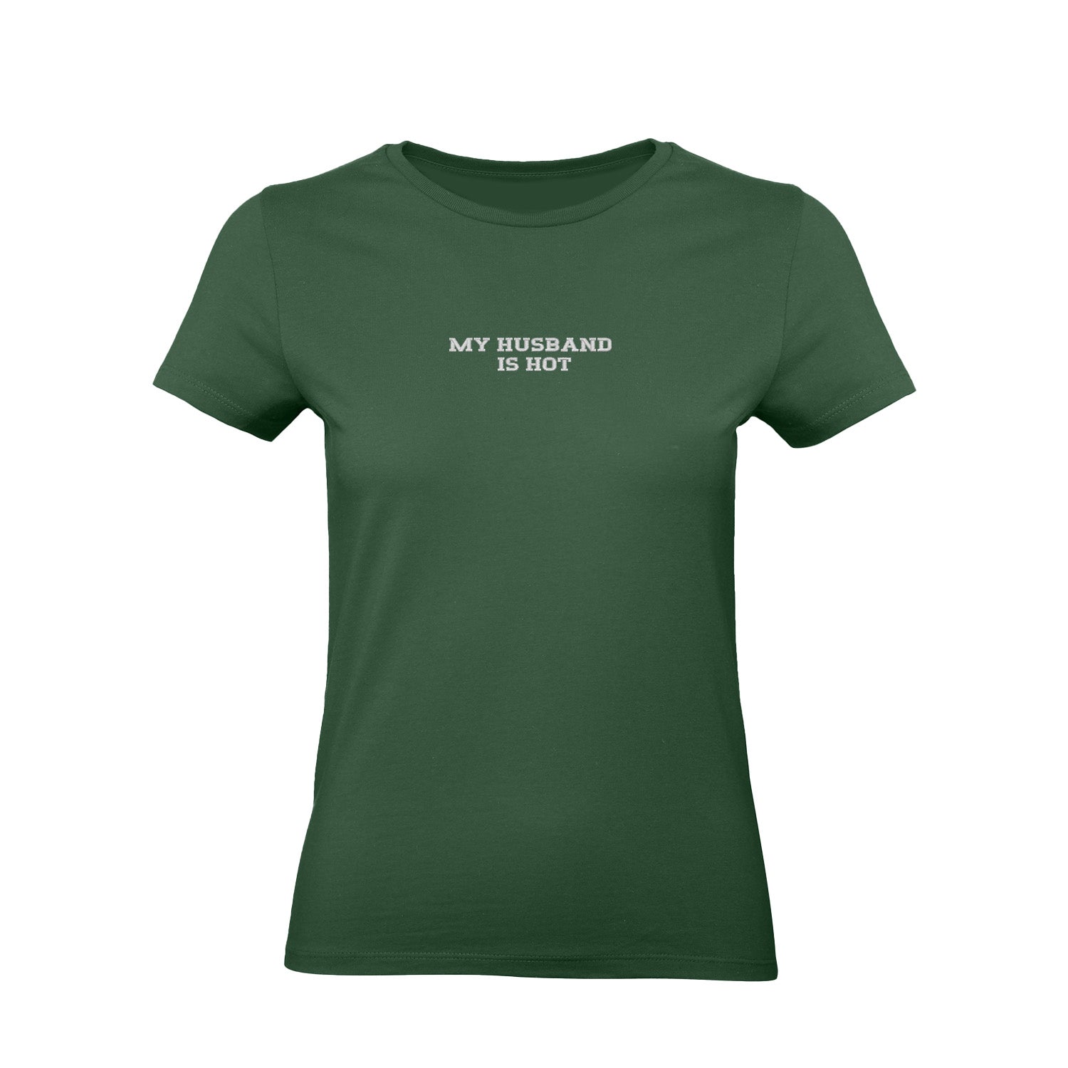 Koszulka z haftem "MY HUSBAND IS HOT" – unisex, damska, oversize Haft z radości - nadruki i haft na odzieży Warszawa