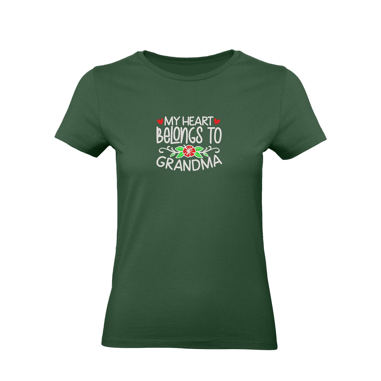 Koszulka My Heart Belongs to Grandma – haftowany prezent dla Babci Haft z radości - nadruki i haft na odzieży Warszawa