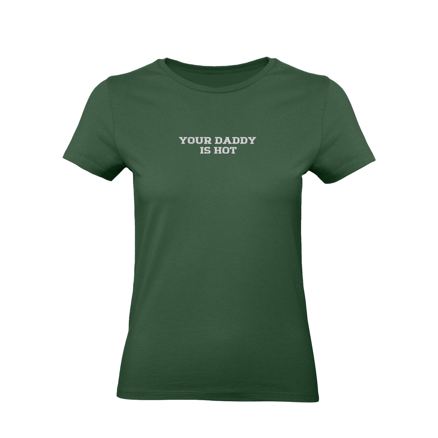 Koszulka z haftem "YOUR DADDY IS HOT" – unisex, damska, oversize Haft z radości - nadruki i haft na odzieży Warszawa