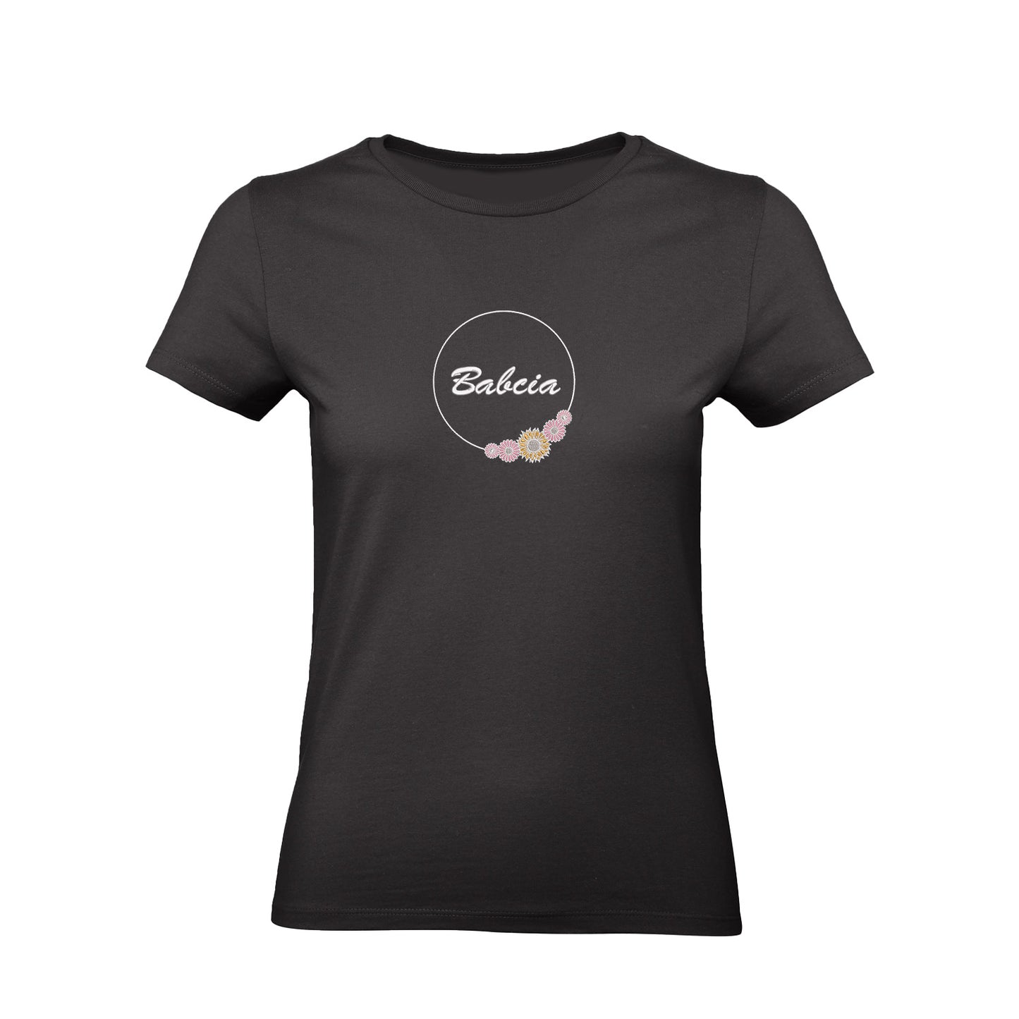 Babcia - koszulka z haftem w kwiatowym stylu dla Babci Haft z radości - nadruki i haft na odzieży Warszawa