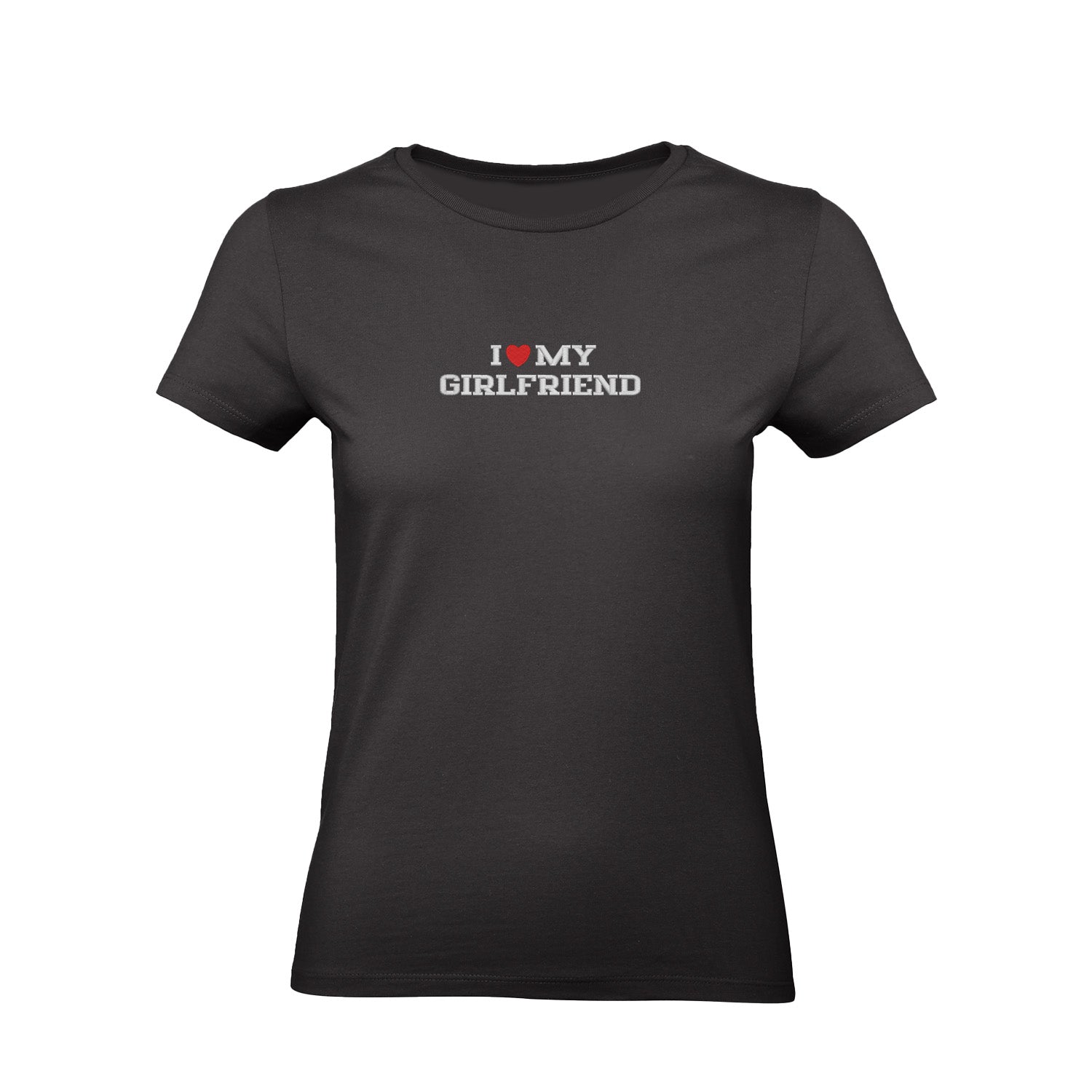 Koszulka I LOVE MY GIRLFRIEND z haftem – unisex, damska lub oversize Haft z radości - nadruki i haft na odzieży Warszawa