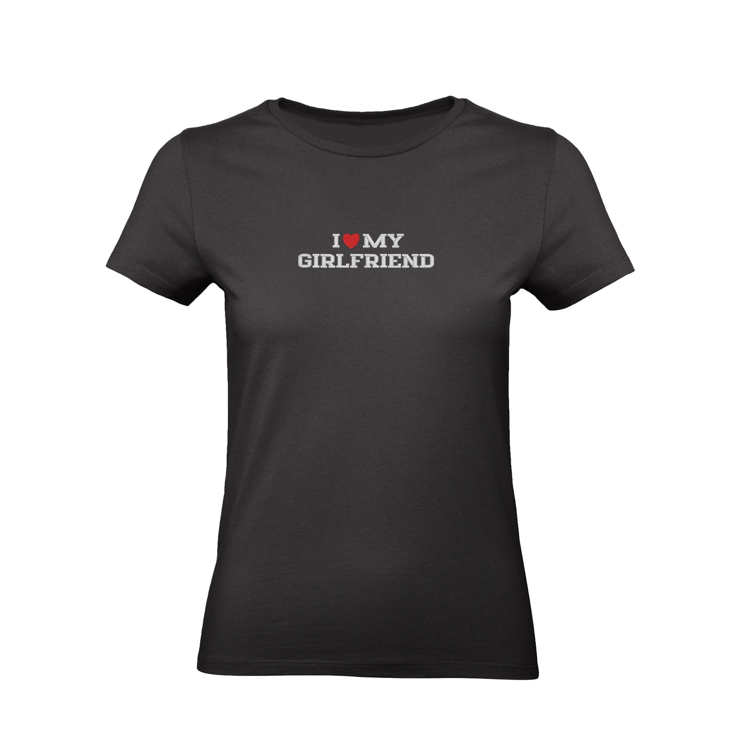 Koszulka I LOVE MY GIRLFRIEND z haftem – unisex, damska lub oversize Haft z radości - nadruki i haft na odzieży Warszawa