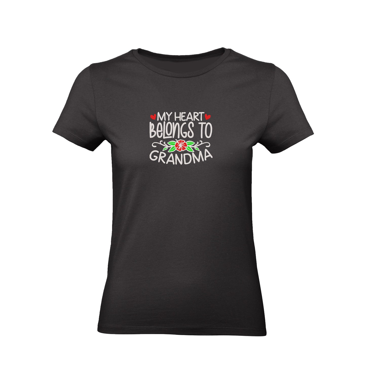 Koszulka My Heart Belongs to Grandma – haftowany prezent dla Babci Haft z radości - nadruki i haft na odzieży Warszawa