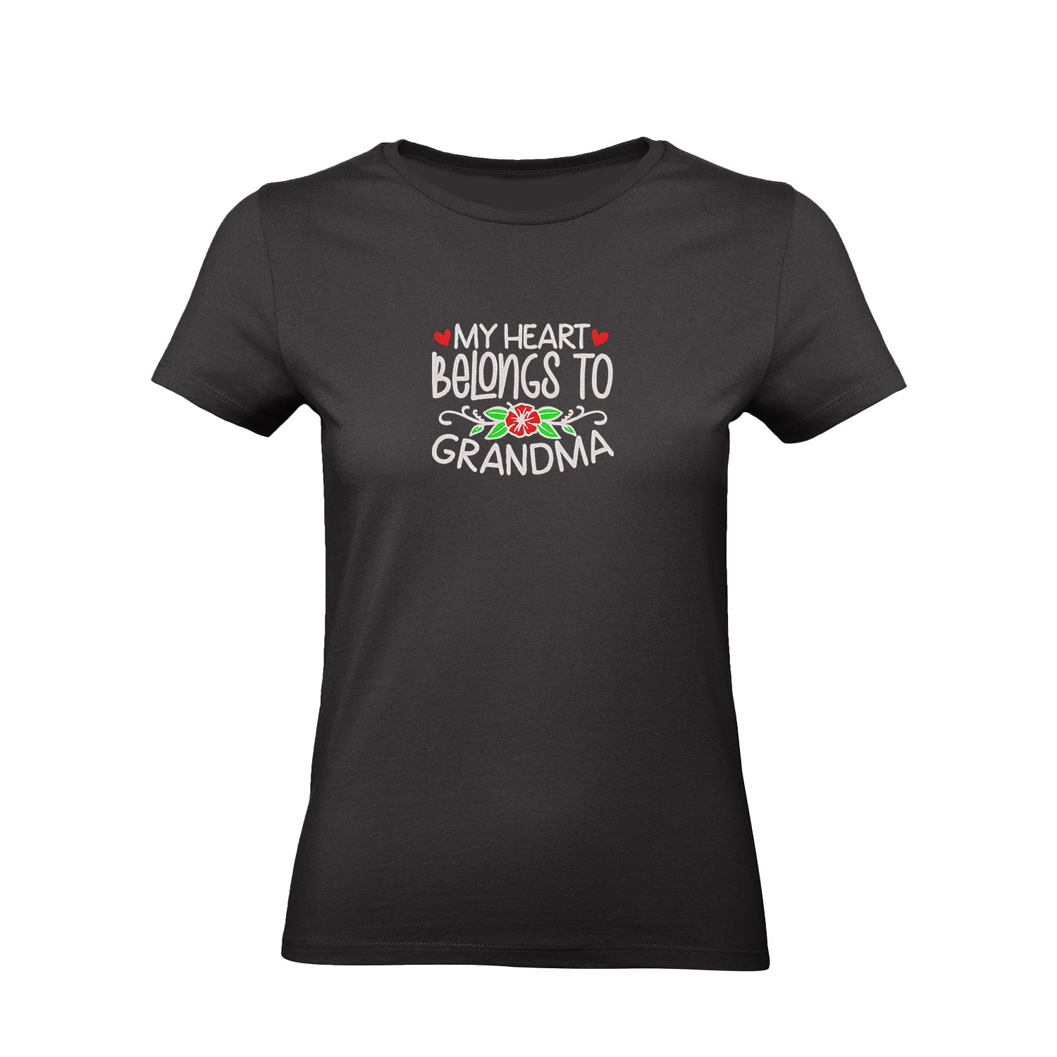 Koszulka My Heart Belongs to Grandma – haftowany prezent dla Babci Haft z radości - nadruki i haft na odzieży Warszawa