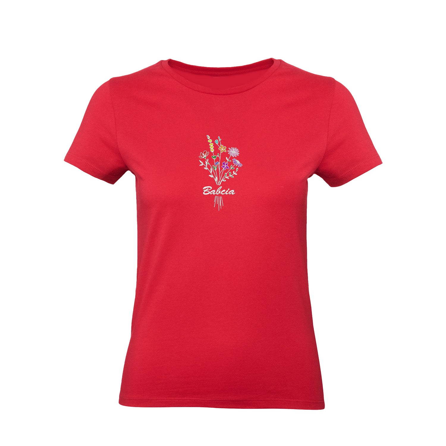Koszulka „Babcia” – haftowany bukiet kwiatów Haft z radości - nadruki i haft na odzieży Warszawa