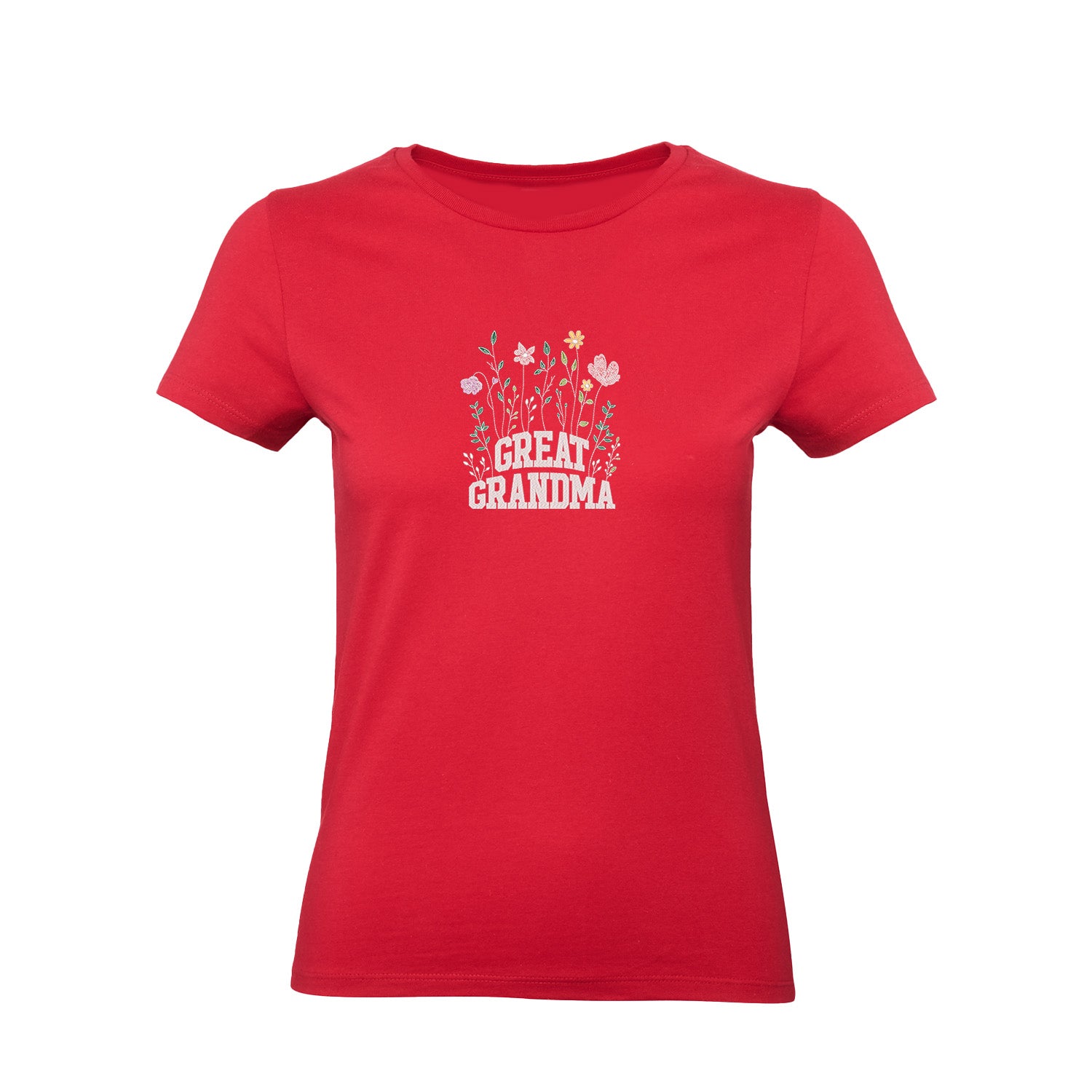 Koszulka Great Grandma – kwiatowy haft, idealny prezent dla prababci Haft z radości - nadruki i haft na odzieży Warszawa
