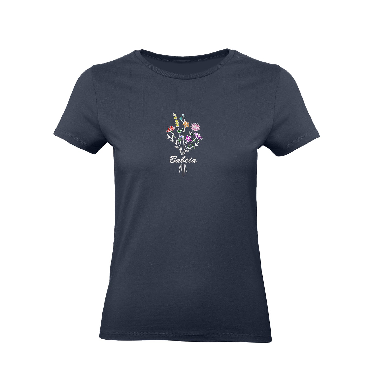 Koszulka „Babcia” – haftowany bukiet kwiatów Haft z radości - nadruki i haft na odzieży Warszawa