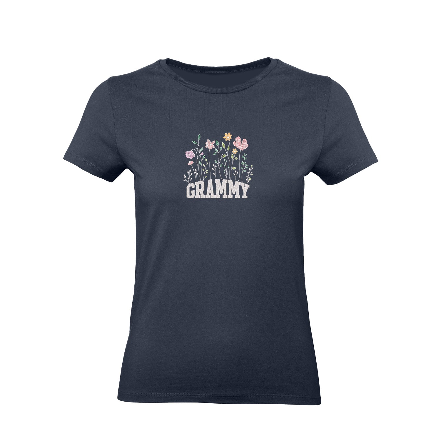 Koszulka z haftem Floral Grammy – kwiatowy prezent dla Babci Haft z radości - nadruki i haft na odzieży Warszawa
