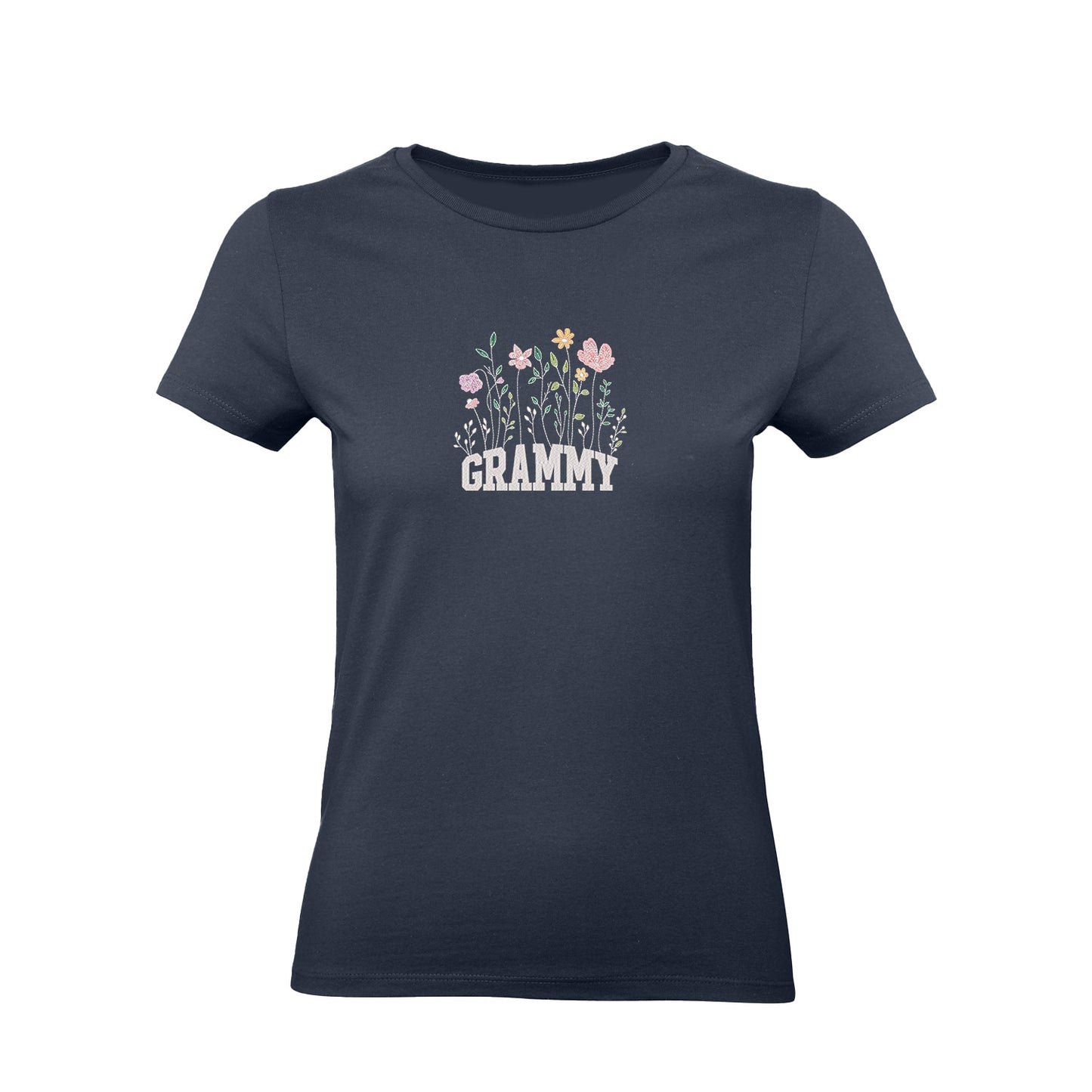 Koszulka z haftem Floral Grammy – kwiatowy prezent dla Babci Haft z radości - nadruki i haft na odzieży Warszawa
