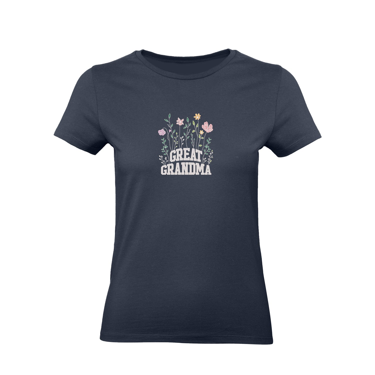 Koszulka Great Grandma – kwiatowy haft, idealny prezent dla prababci Haft z radości - nadruki i haft na odzieży Warszawa