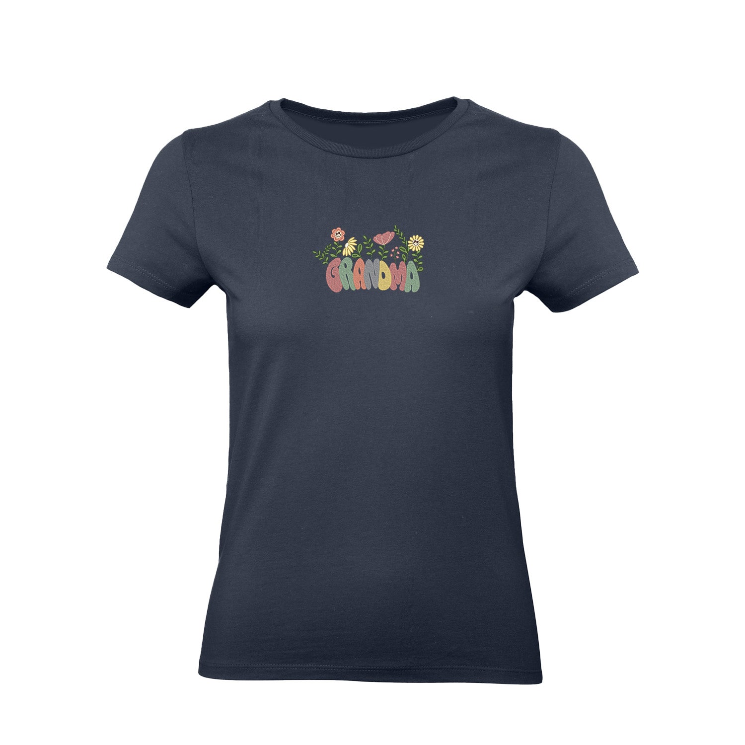 Koszulka Groovy Grandma Flower – kolorowy haft dla Babci Haft z radości - nadruki i haft na odzieży Warszawa