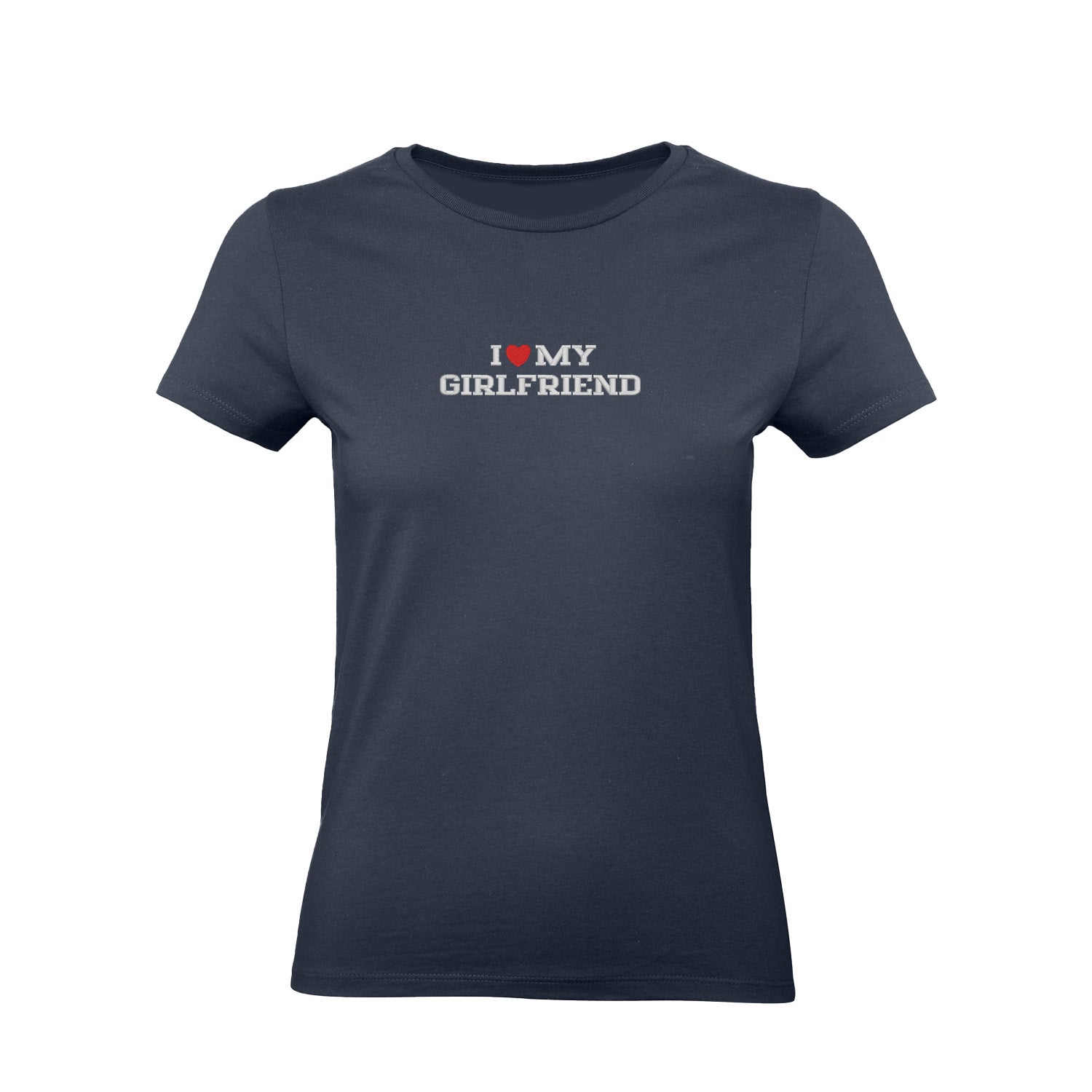 Koszulka I LOVE MY GIRLFRIEND z haftem – unisex, damska lub oversize Haft z radości - nadruki i haft na odzieży Warszawa