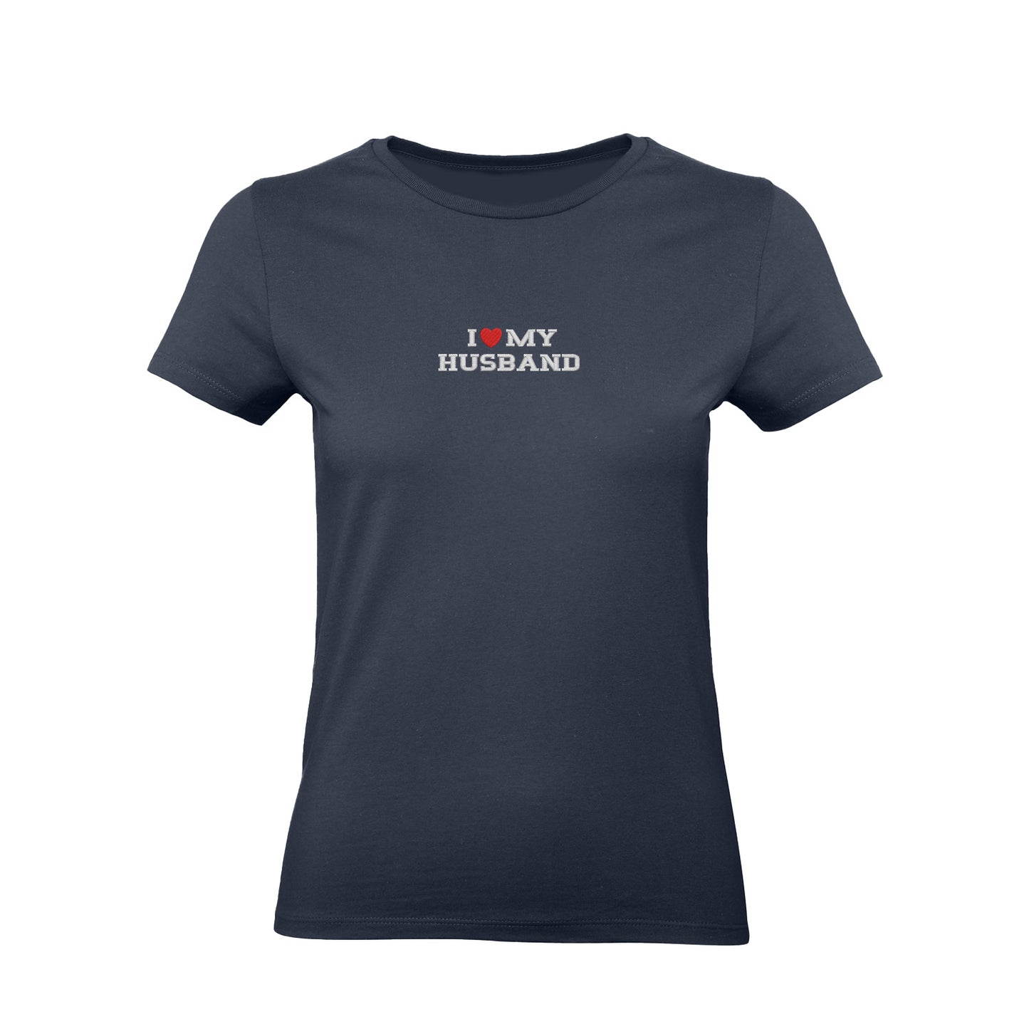 Koszulka I LOVE MY HUSBAND z haftem – unisex, damska lub oversize Haft z radości - nadruki i haft na odzieży Warszawa