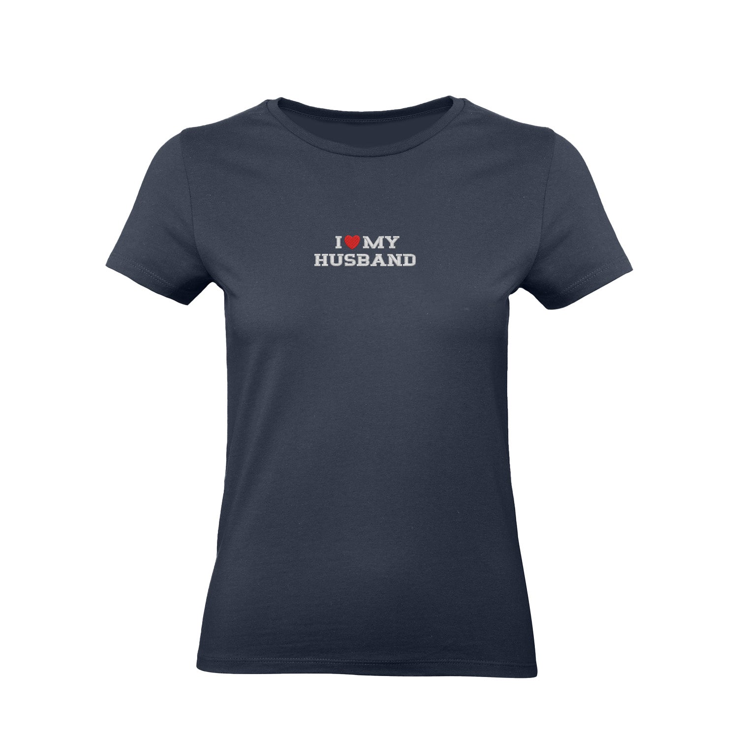 Koszulka I LOVE MY HUSBAND z haftem – unisex, damska lub oversize Haft z radości - nadruki i haft na odzieży Warszawa