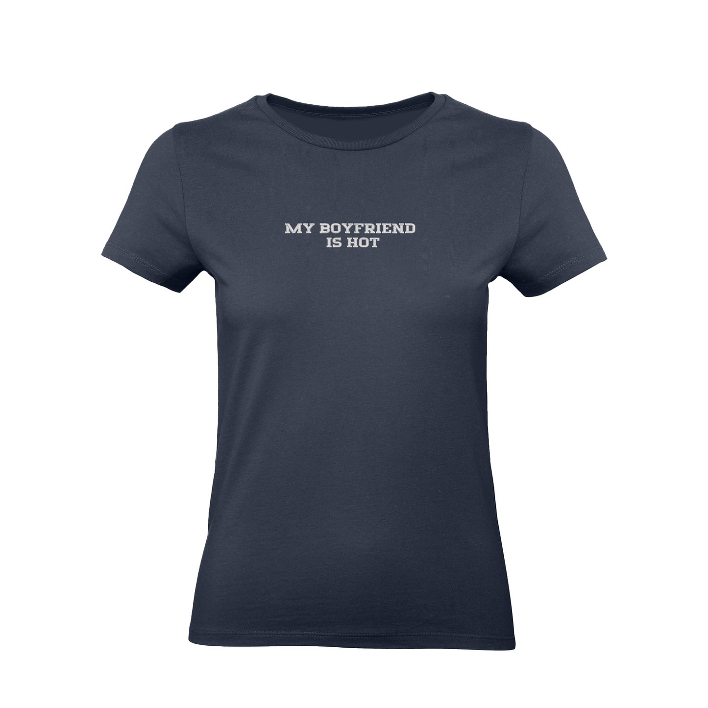 Koszulka z haftem "MY BOYFRIEND IS HOT" – unisex, damski, oversize Haft z radości - nadruki i haft na odzieży Warszawa