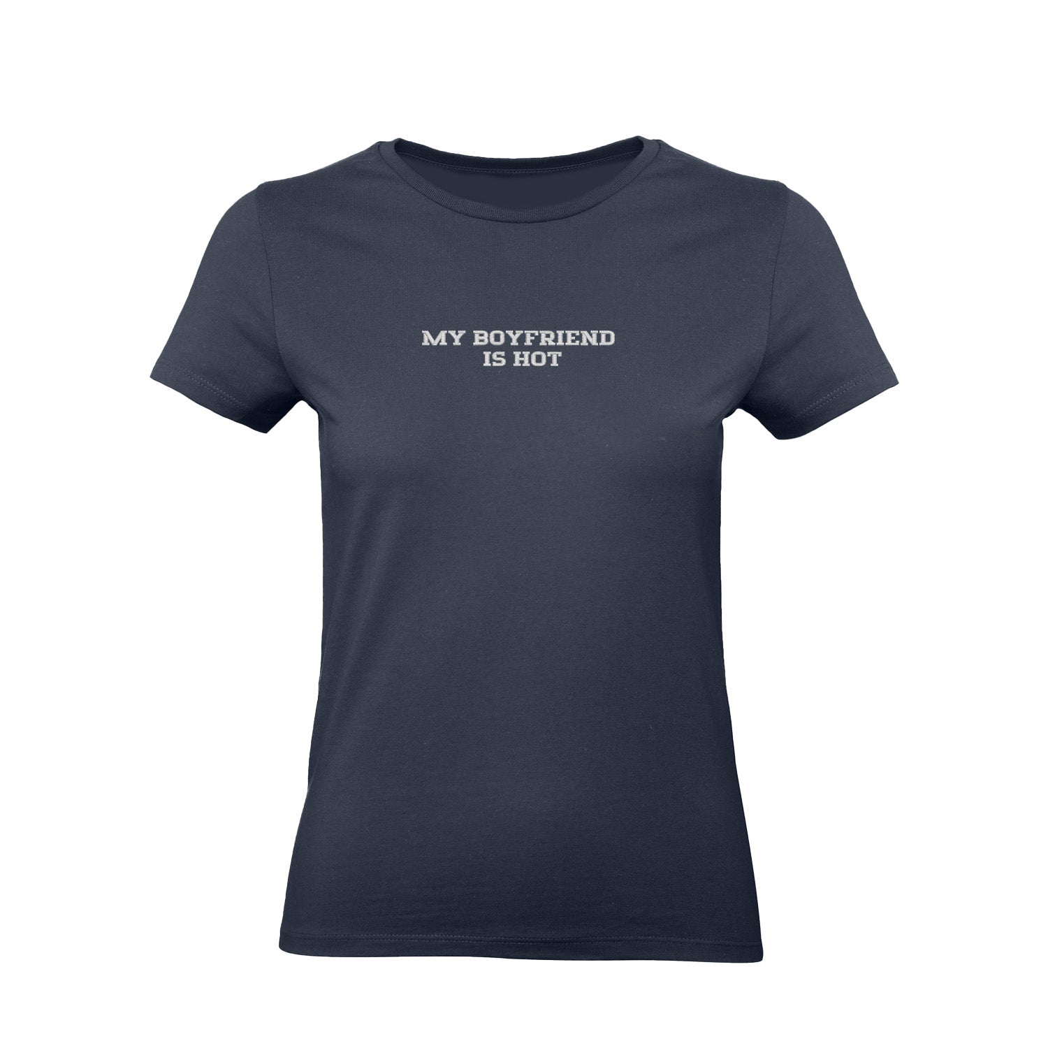 Koszulka z haftem "MY BOYFRIEND IS HOT" – unisex, damski, oversize Haft z radości - nadruki i haft na odzieży Warszawa