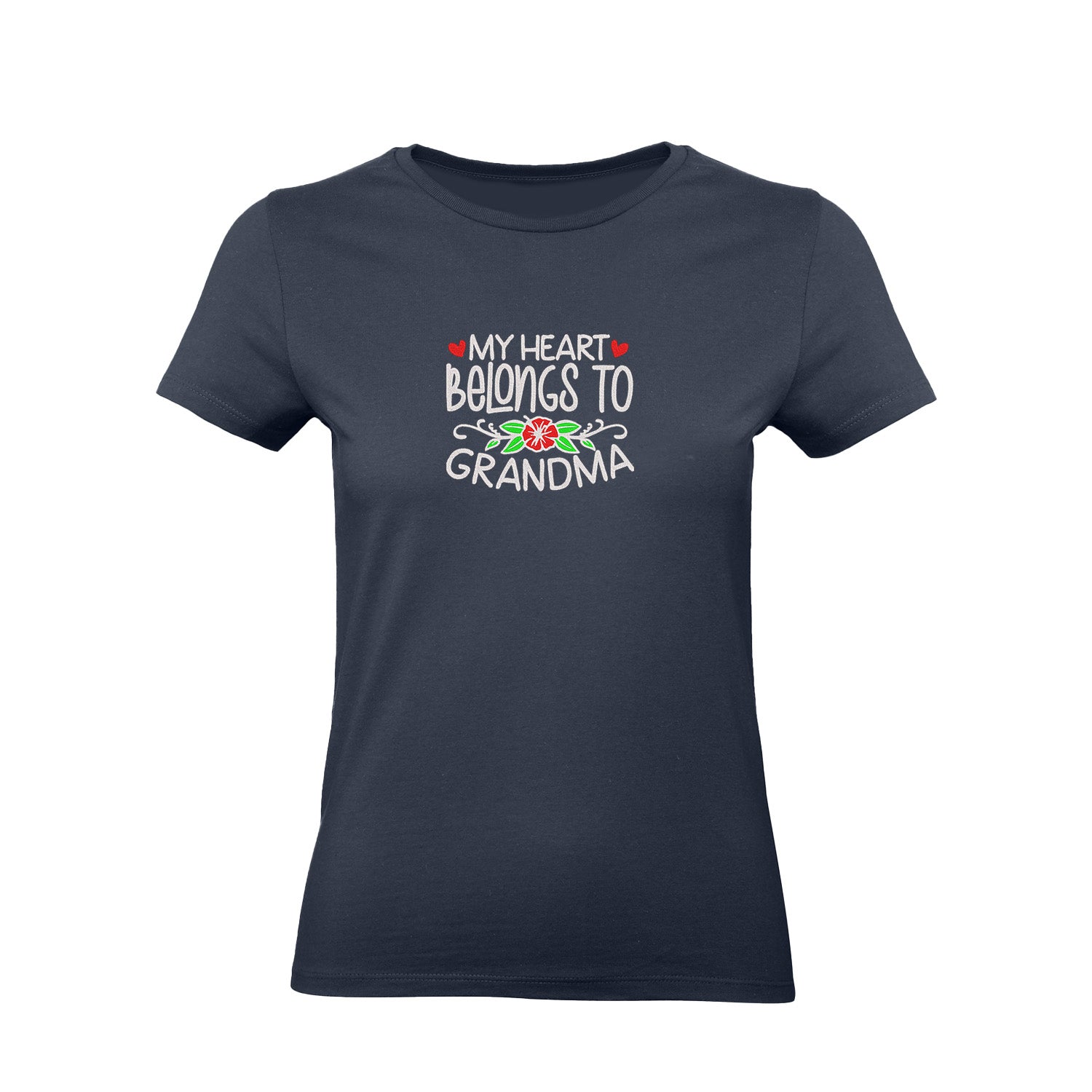 Koszulka My Heart Belongs to Grandma – haftowany prezent dla Babci Haft z radości - nadruki i haft na odzieży Warszawa