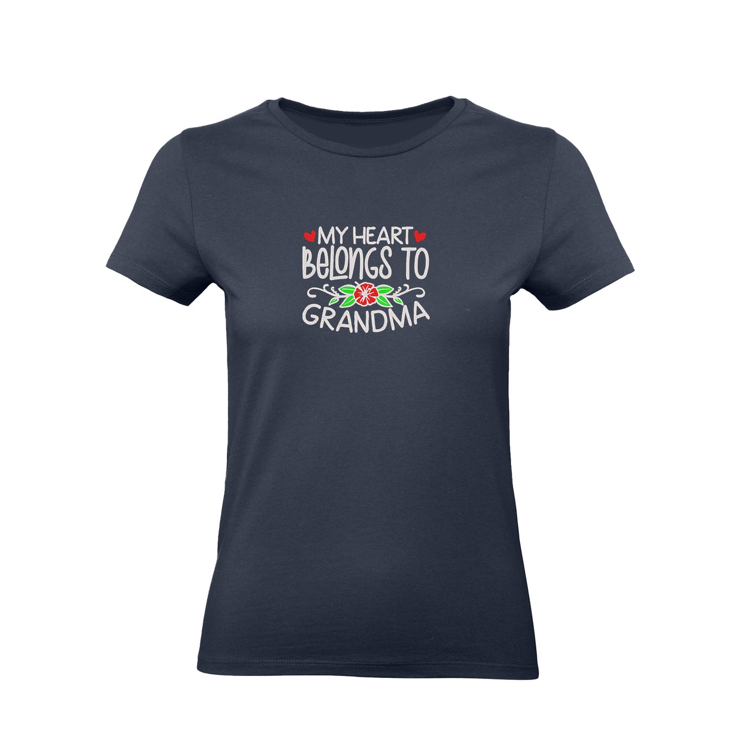 Koszulka My Heart Belongs to Grandma – haftowany prezent dla Babci Haft z radości - nadruki i haft na odzieży Warszawa