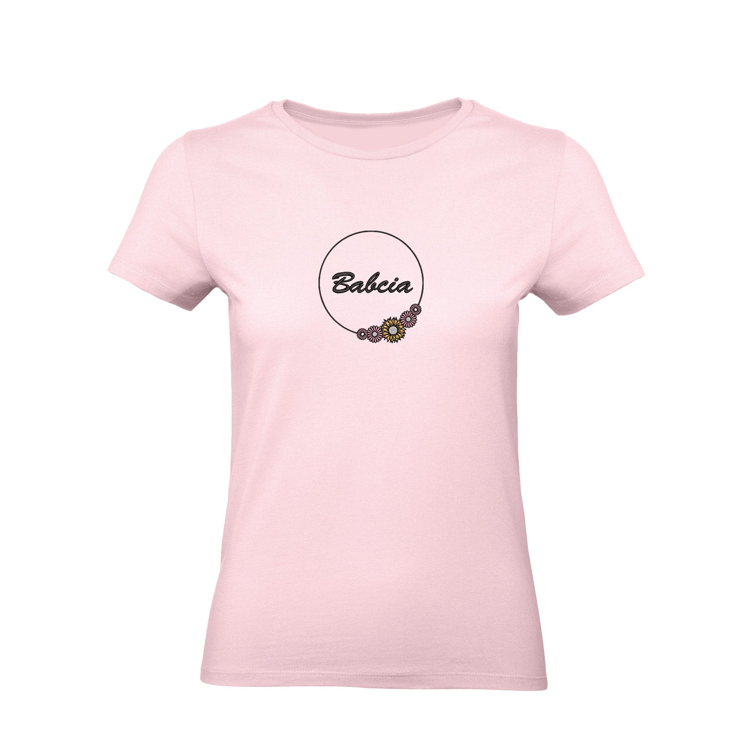 Babcia - koszulka z haftem w kwiatowym stylu dla Babci Haft z radości - nadruki i haft na odzieży Warszawa
