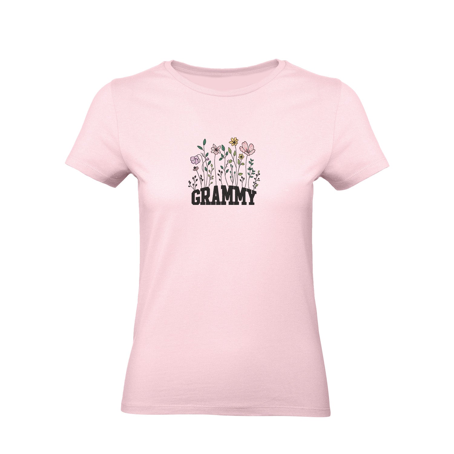 Koszulka z haftem Floral Grammy – kwiatowy prezent dla Babci Haft z radości - nadruki i haft na odzieży Warszawa