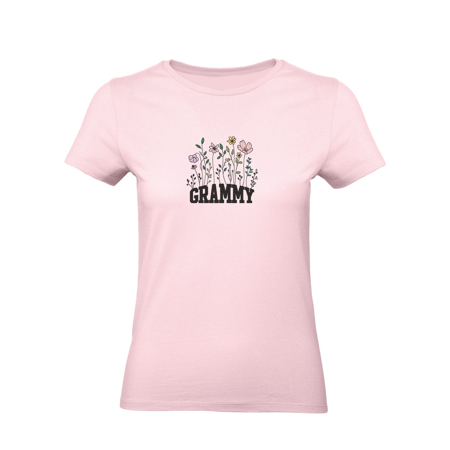 Koszulka z haftem Floral Grammy – kwiatowy prezent dla Babci Haft z radości - nadruki i haft na odzieży Warszawa