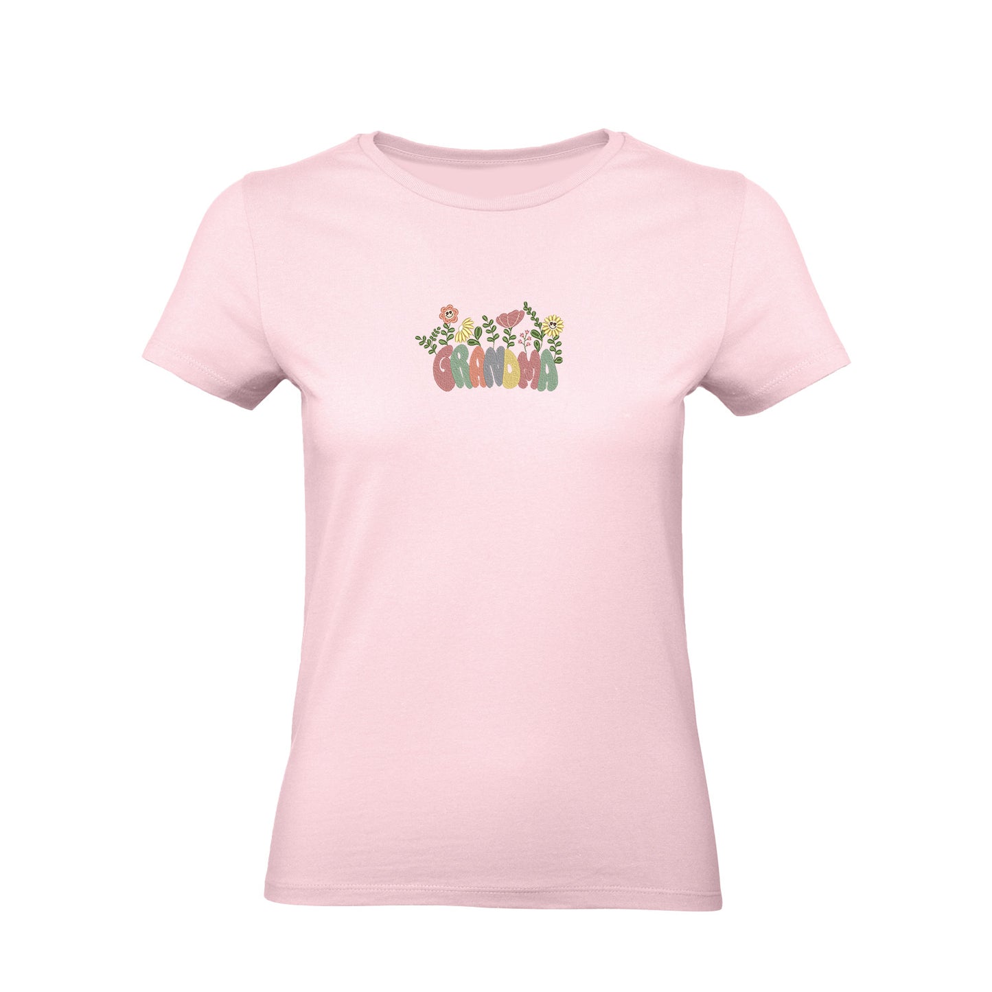 Koszulka Groovy Grandma Flower – kolorowy haft dla Babci Haft z radości - nadruki i haft na odzieży Warszawa