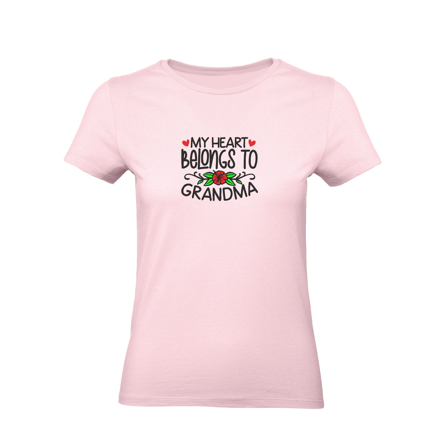 Koszulka My Heart Belongs to Grandma – haftowany prezent dla Babci Haft z radości - nadruki i haft na odzieży Warszawa