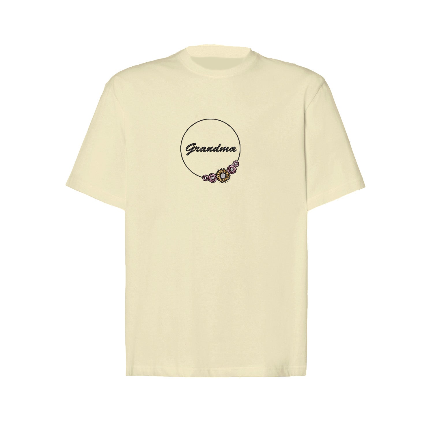 Koszulka Grandma Flower – haftowany motyw z kwiatami dla Babci Haft z radości - nadruki i haft na odzieży Warszawa