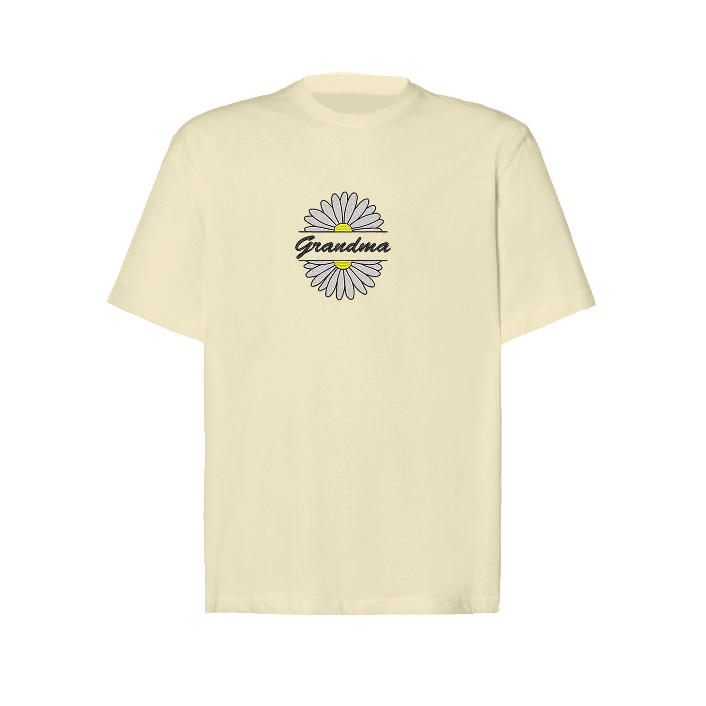Koszulka Grandma Flower 2 – stokrotkowy haft dla ukochanej Babci Haft z radości - nadruki i haft na odzieży Warszawa