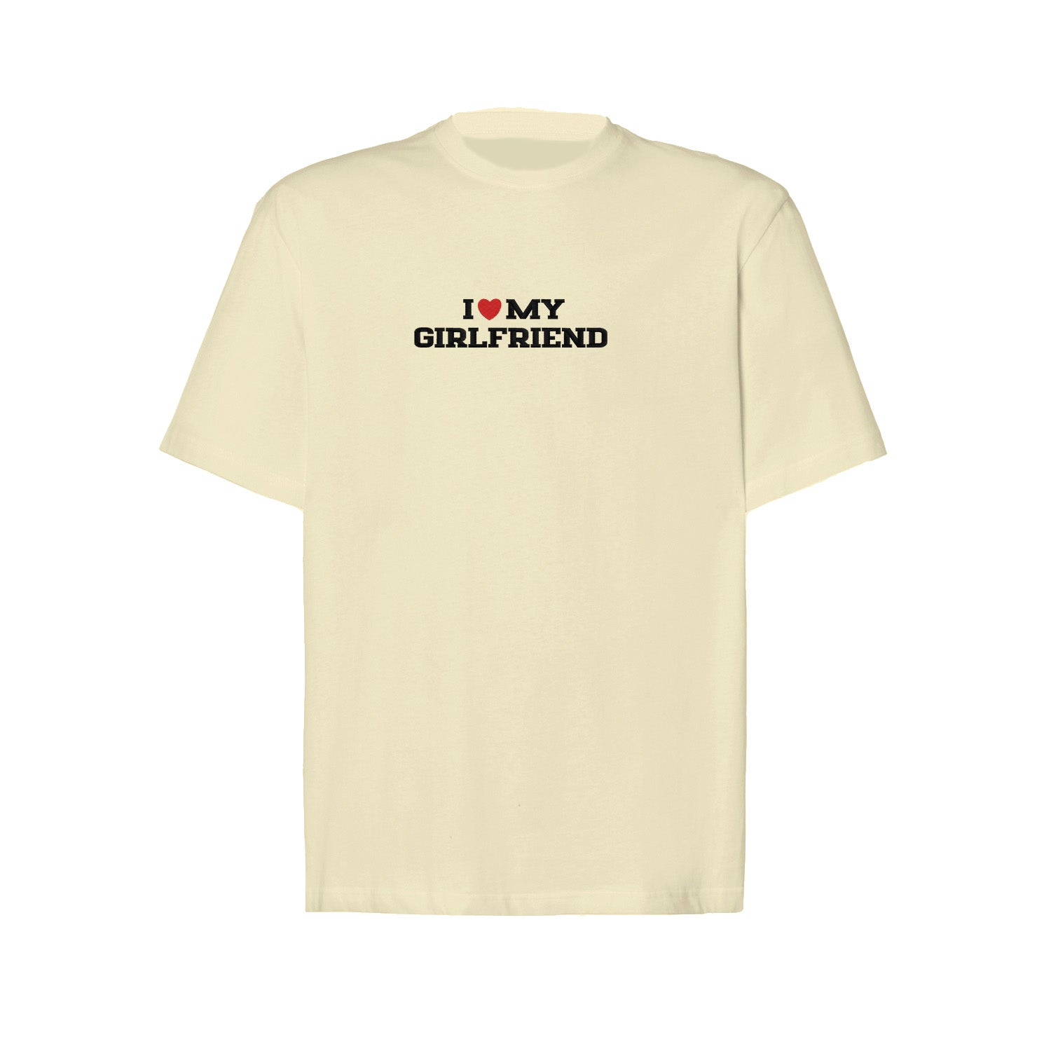 Koszulka I LOVE MY GIRLFRIEND z haftem – unisex, damska lub oversize Haft z radości - nadruki i haft na odzieży Warszawa